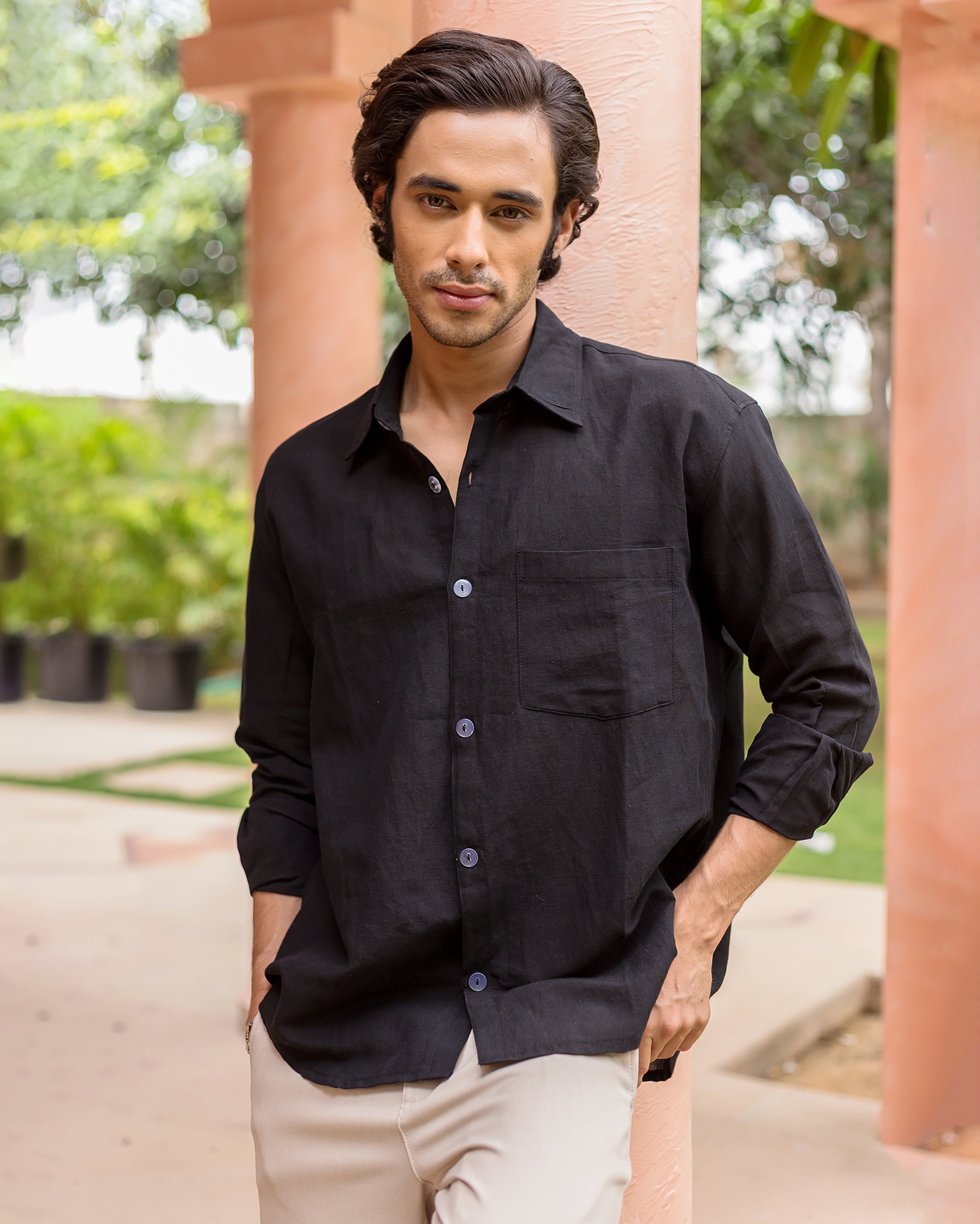 Daniel Black Linen Solid Shirt