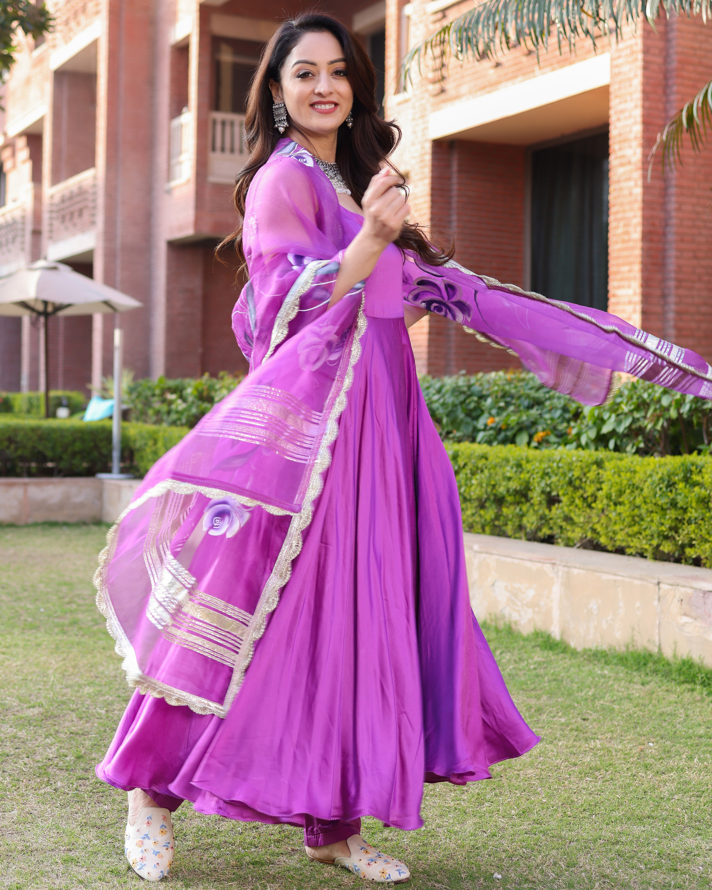 Rose Violet Handpainted Suit Set