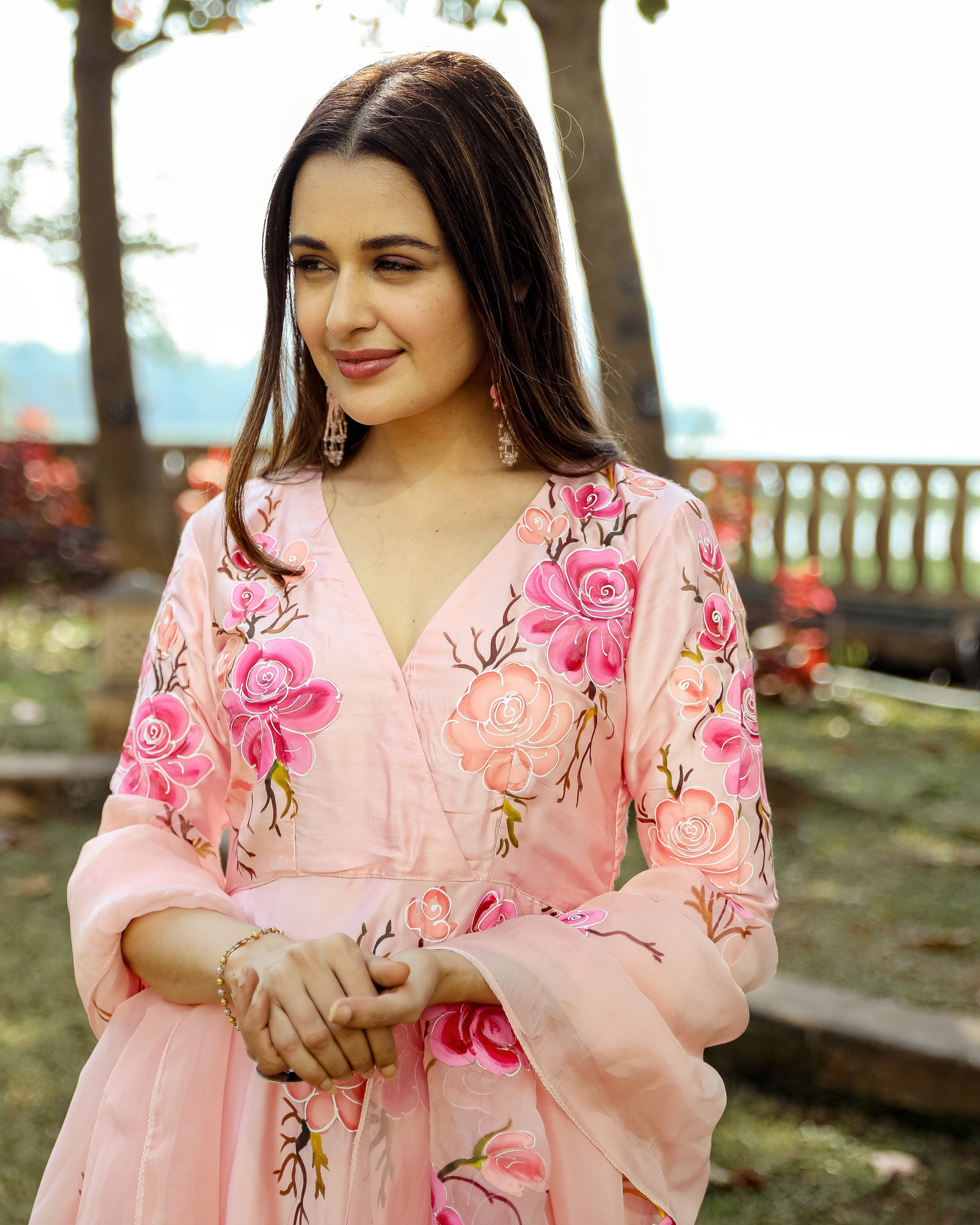 Moss Peach Handpainted Suit Set