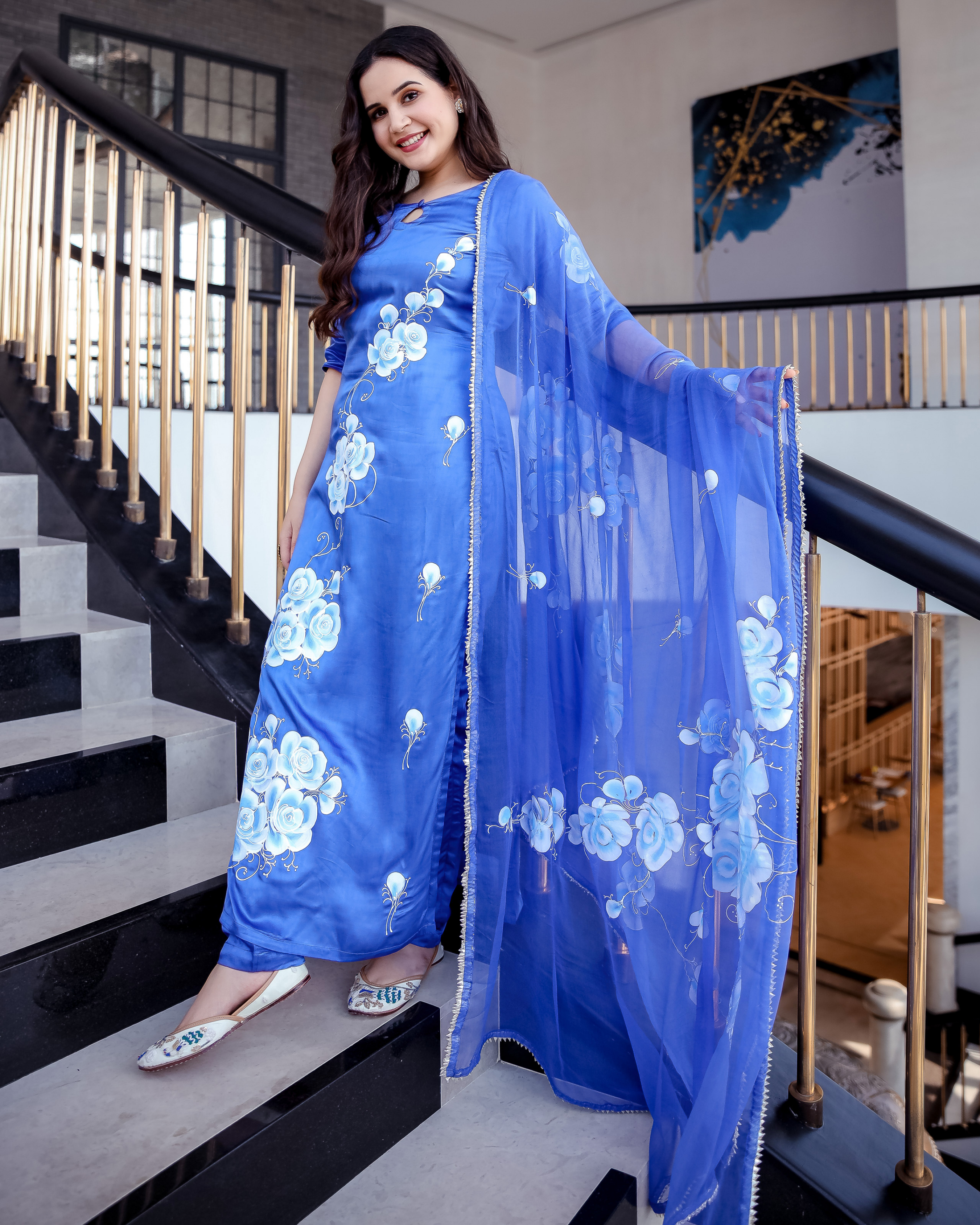 Pacific Blue Handpainted Suit Set