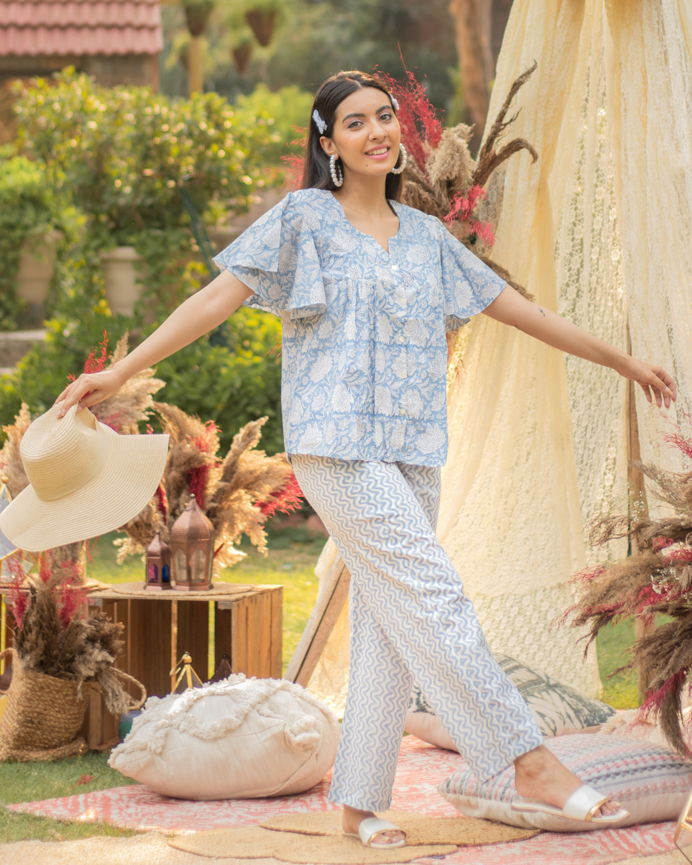 Aqua Blanca Cotton Night Suit