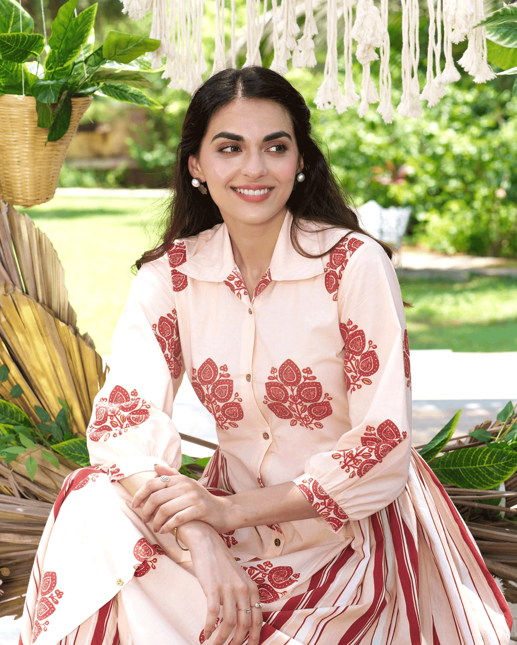 Noor Cream Printed Cotton Coord Set