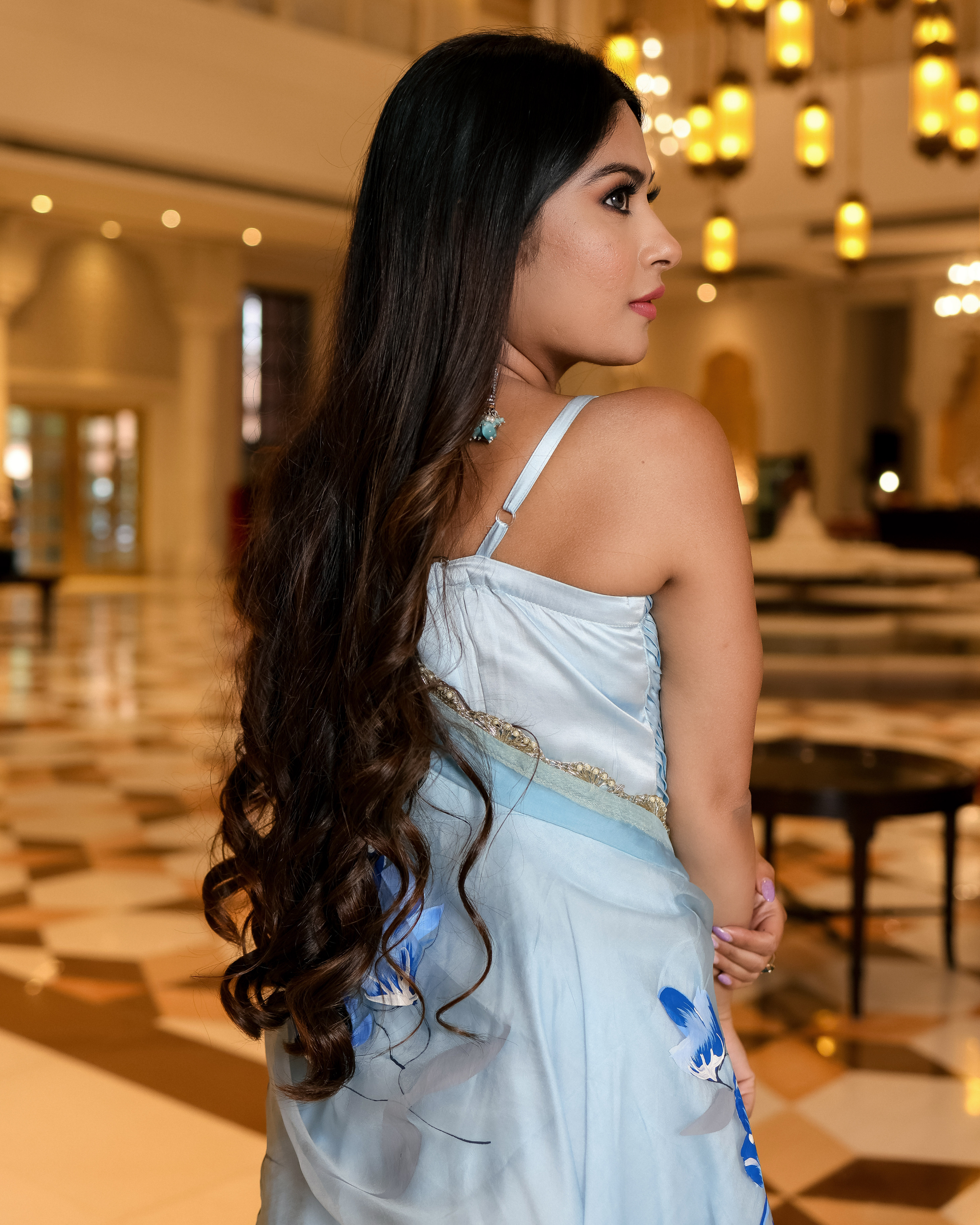 Blue Horizon Handpainted Sharara Set