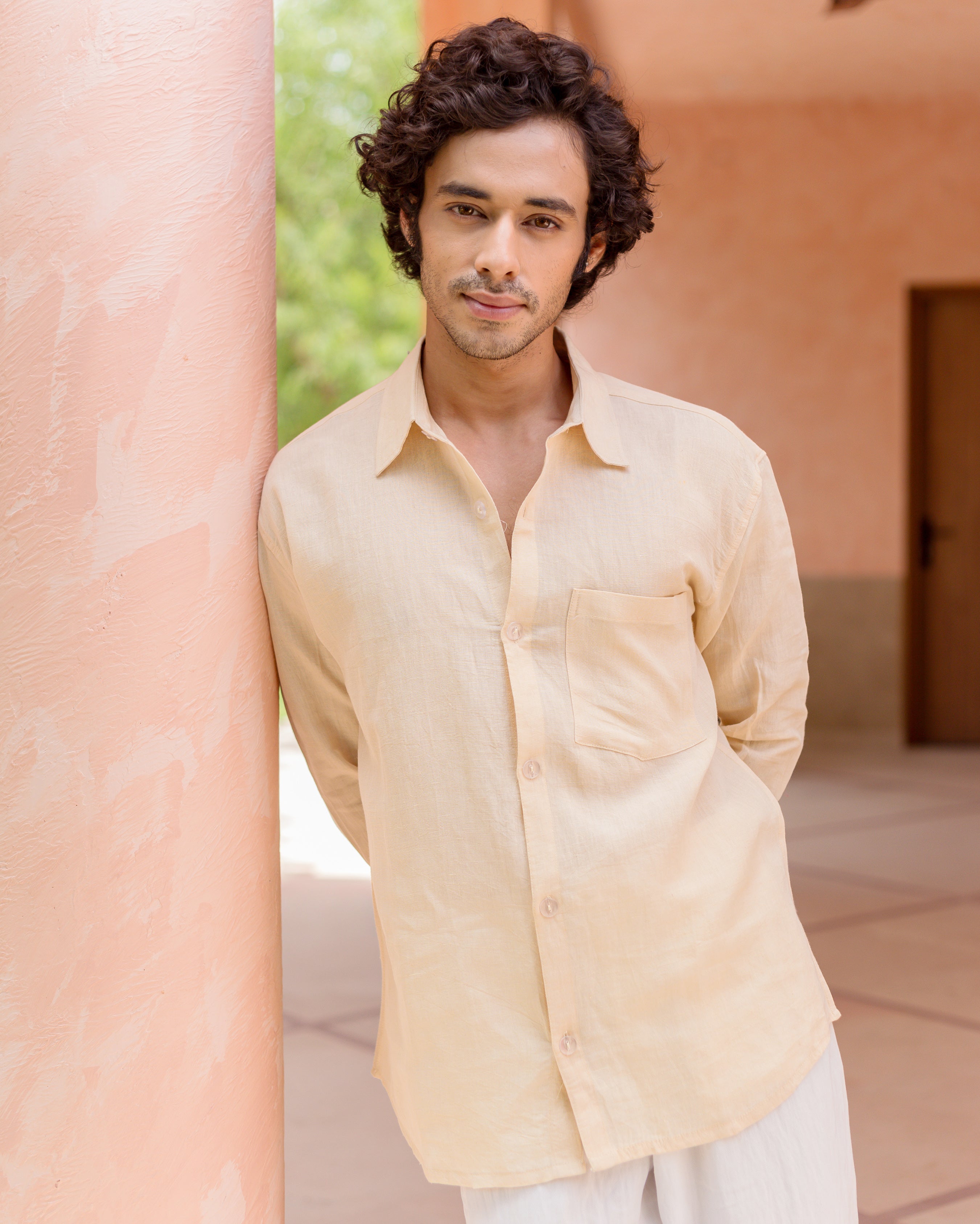 Harper Off White Linen Solid Shirt