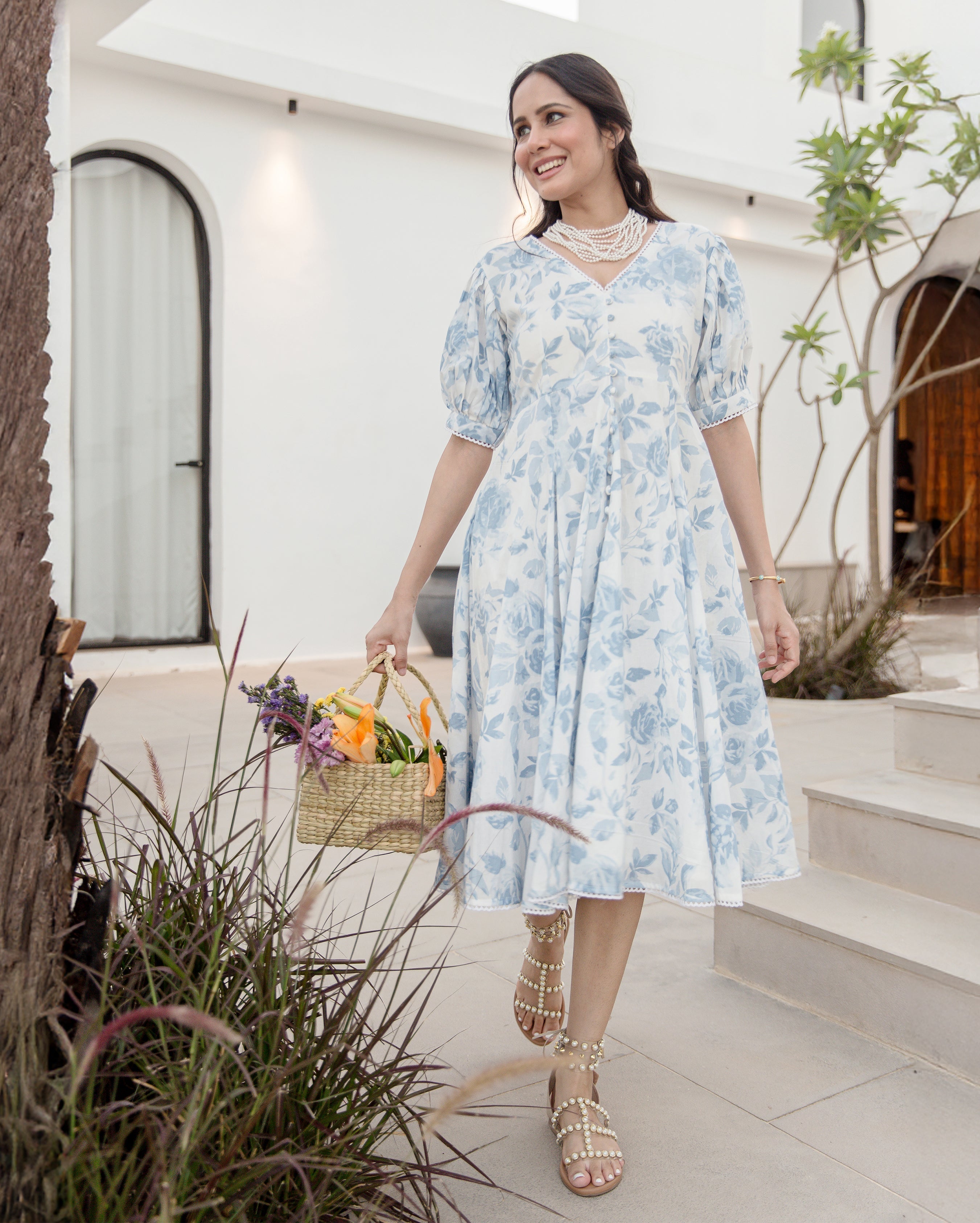 Sugar Plum White Cotton Printed Dress