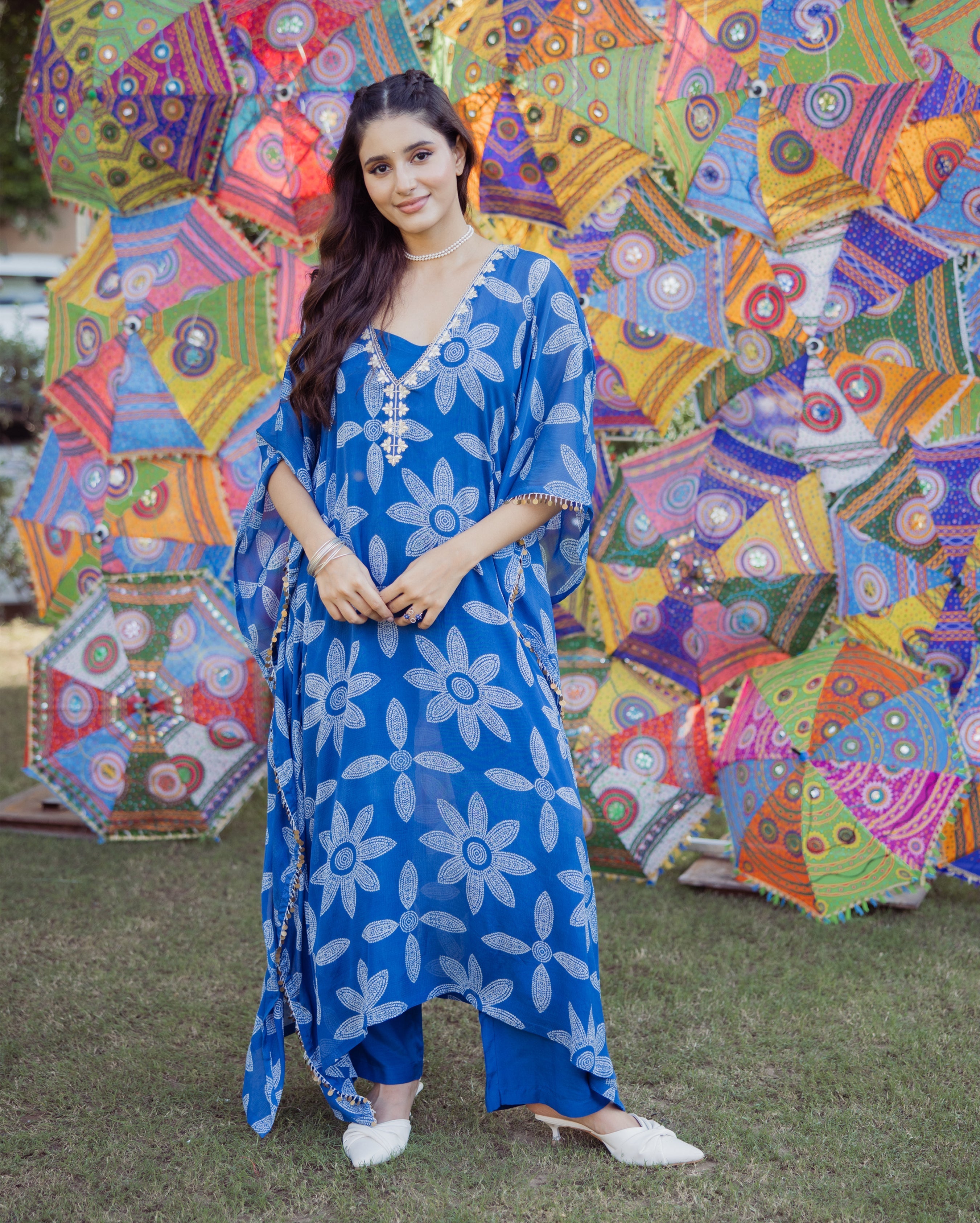 Diksha Blue Bandhani Chinon Kurta Set