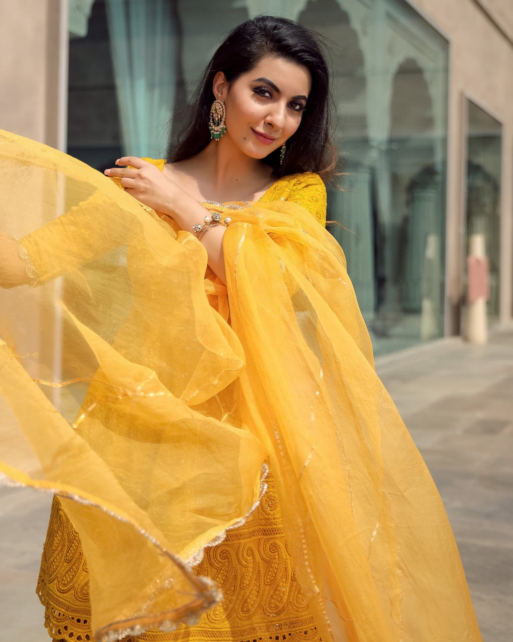 Yellow Jasmine Embroidered Sharara Set