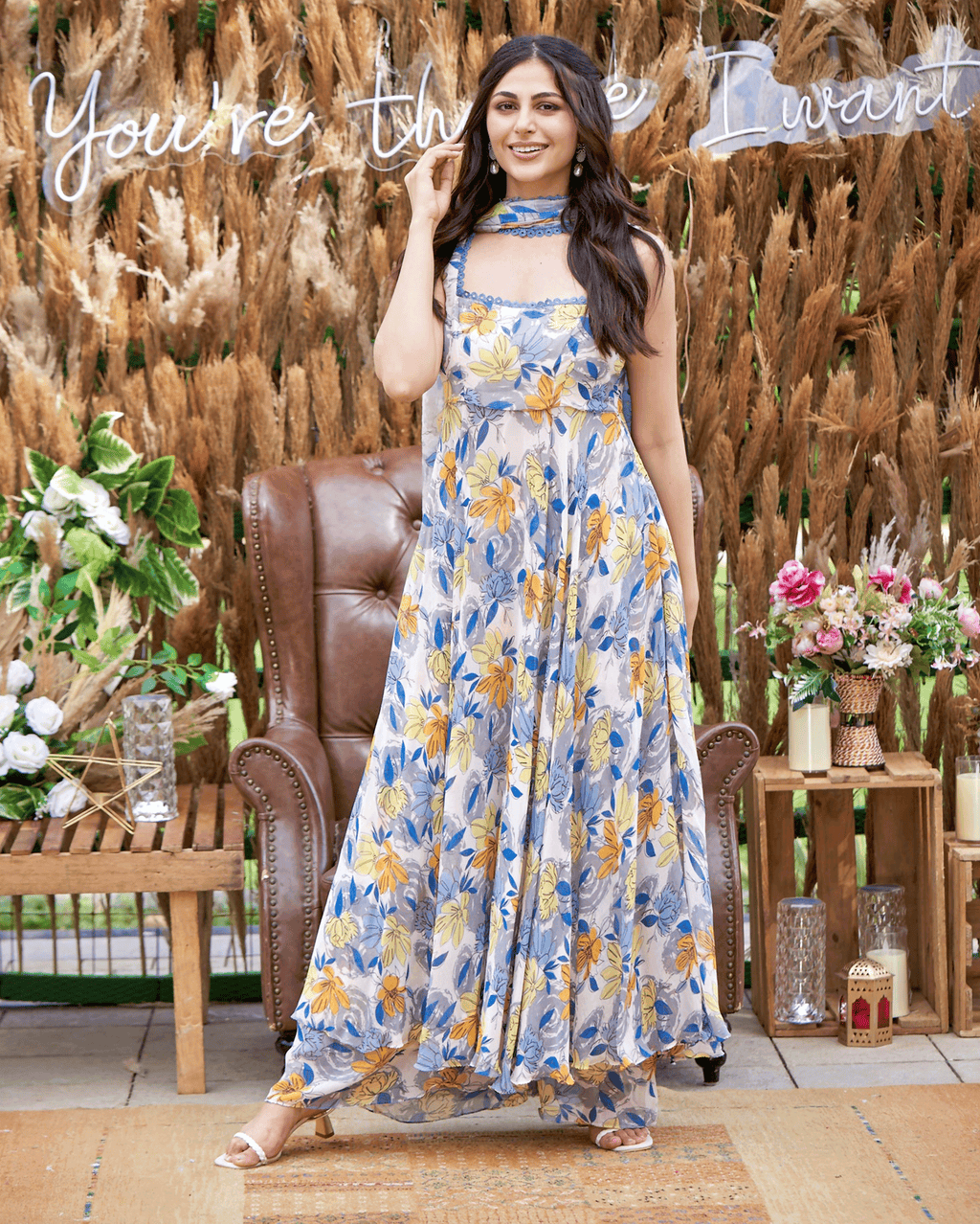 Zohan White Printed Georgette Suit Set