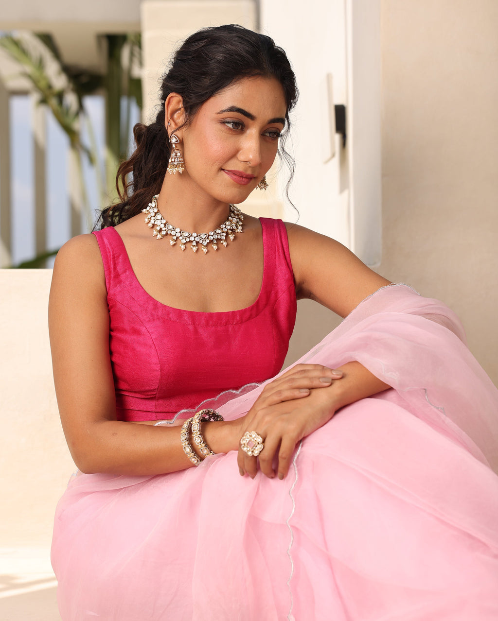 Afsana Pink Silk Blouse