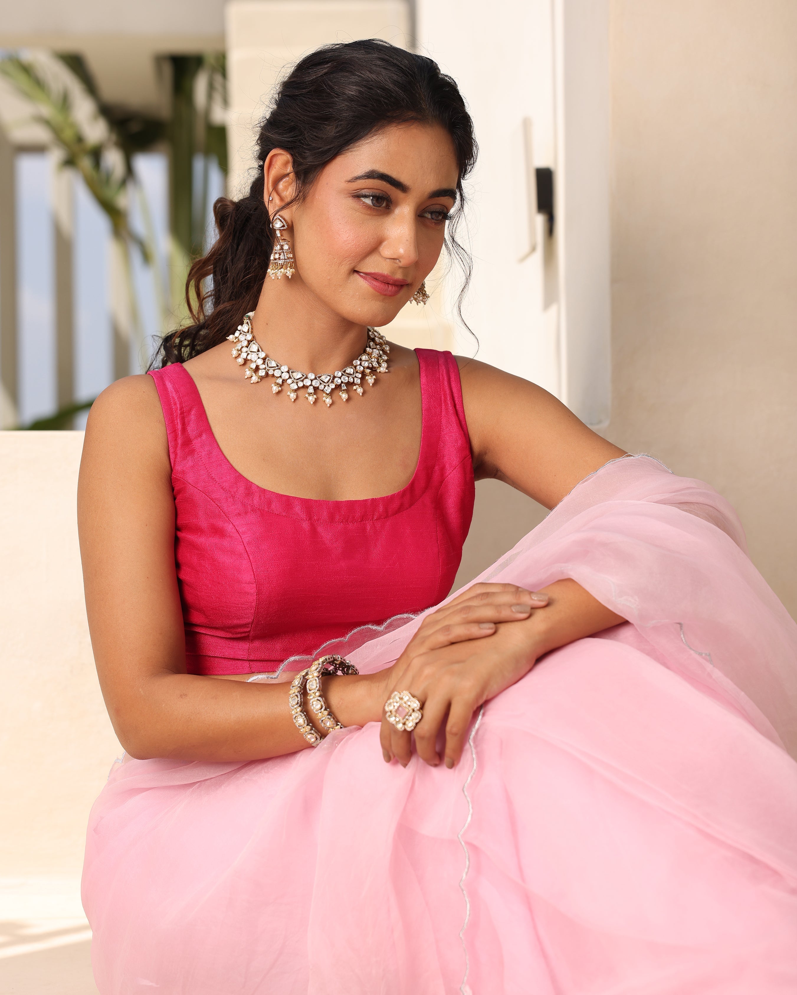 Afsana Pink Silk Blouse