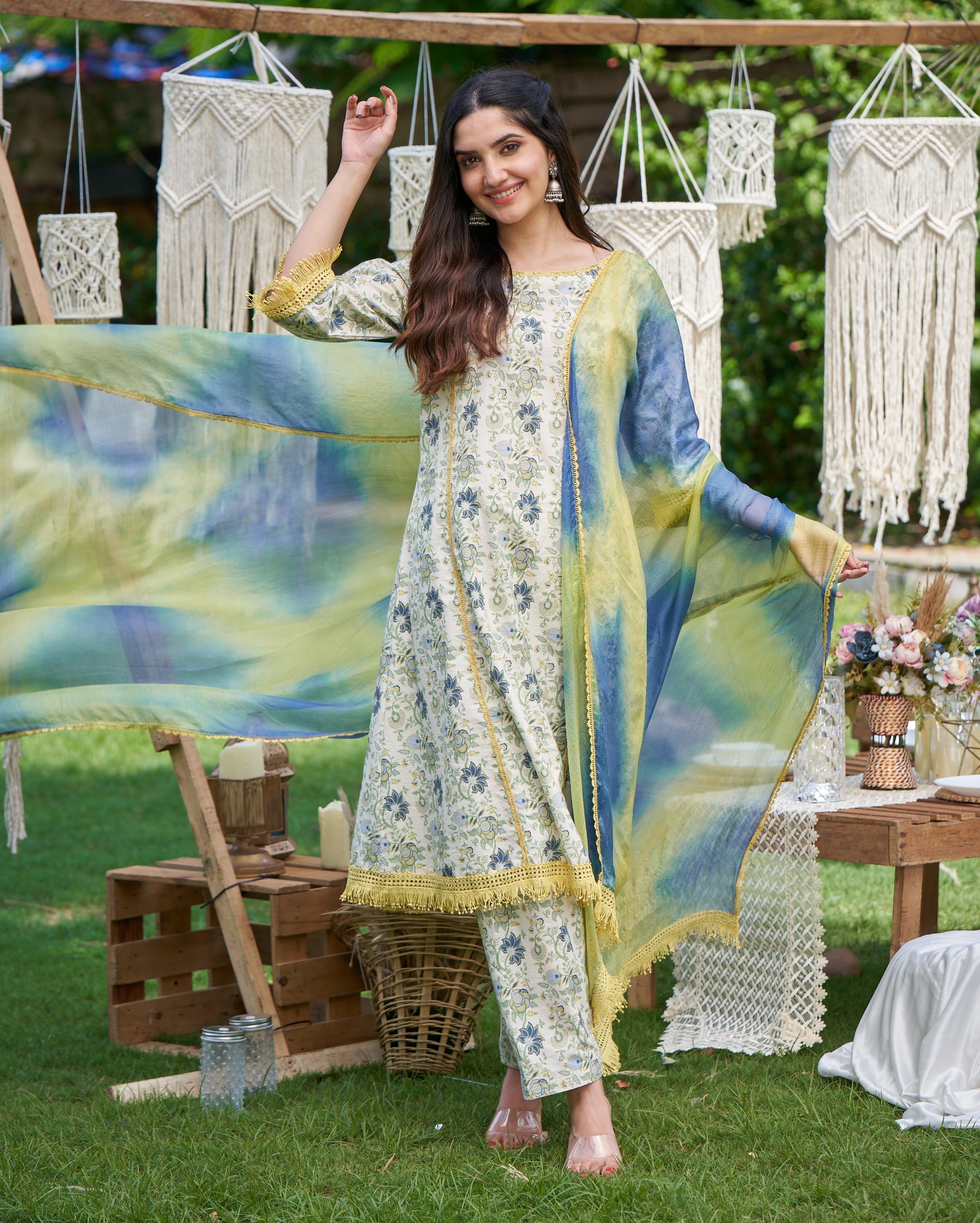 Dityaa Mint Printed Cotton Suit Set