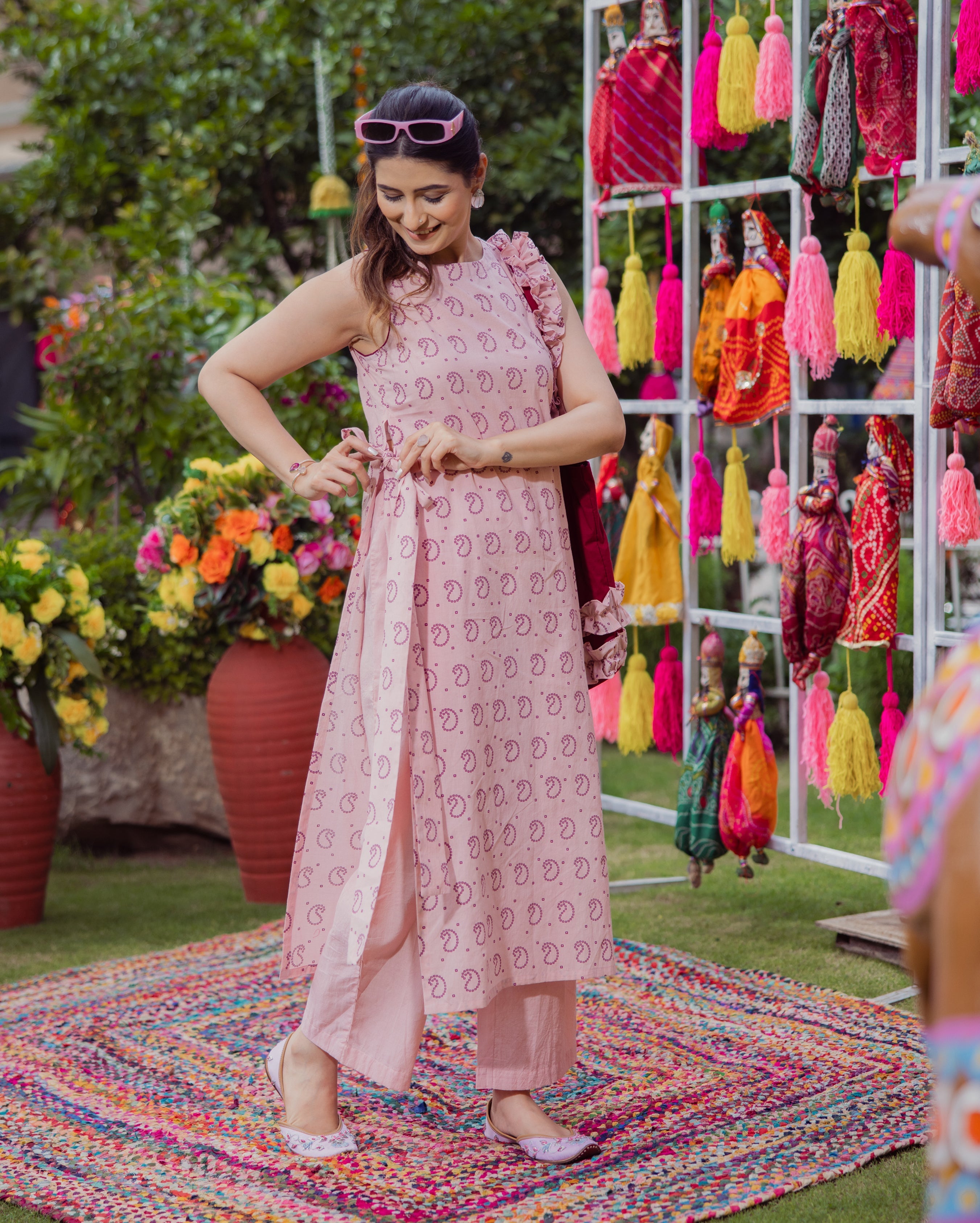 Mukti Pink Bandhani Cotton Kurta Set
