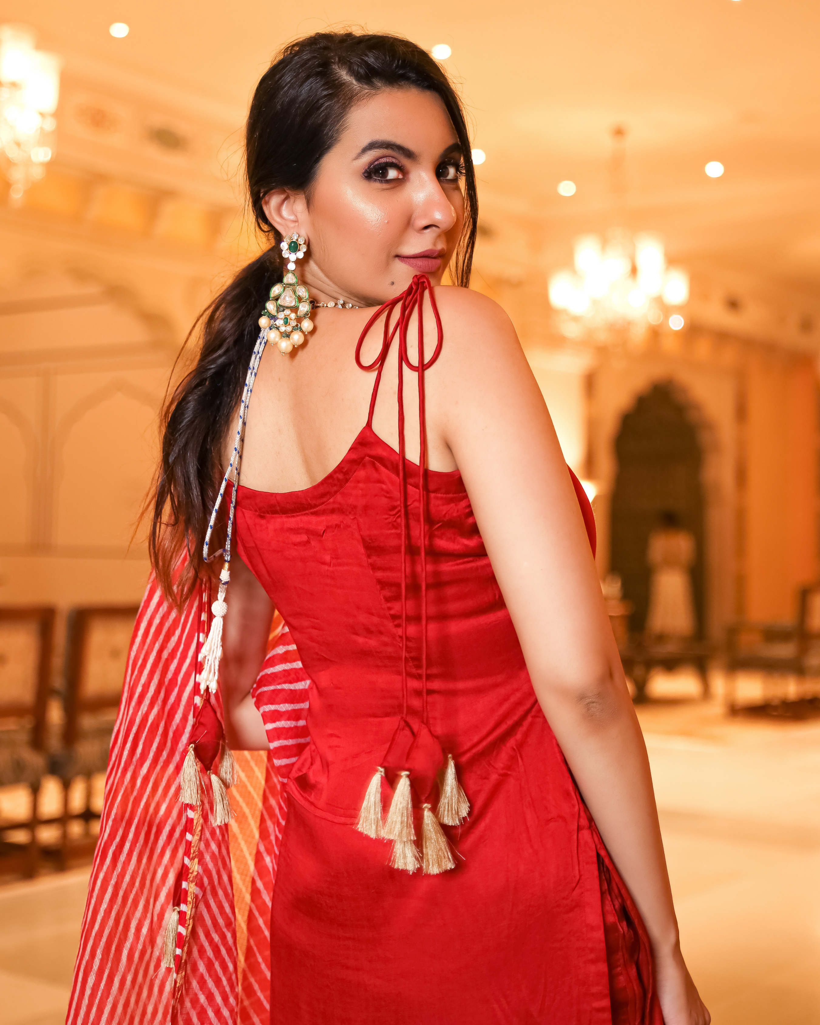 Red Grace Leheriya Suit Set