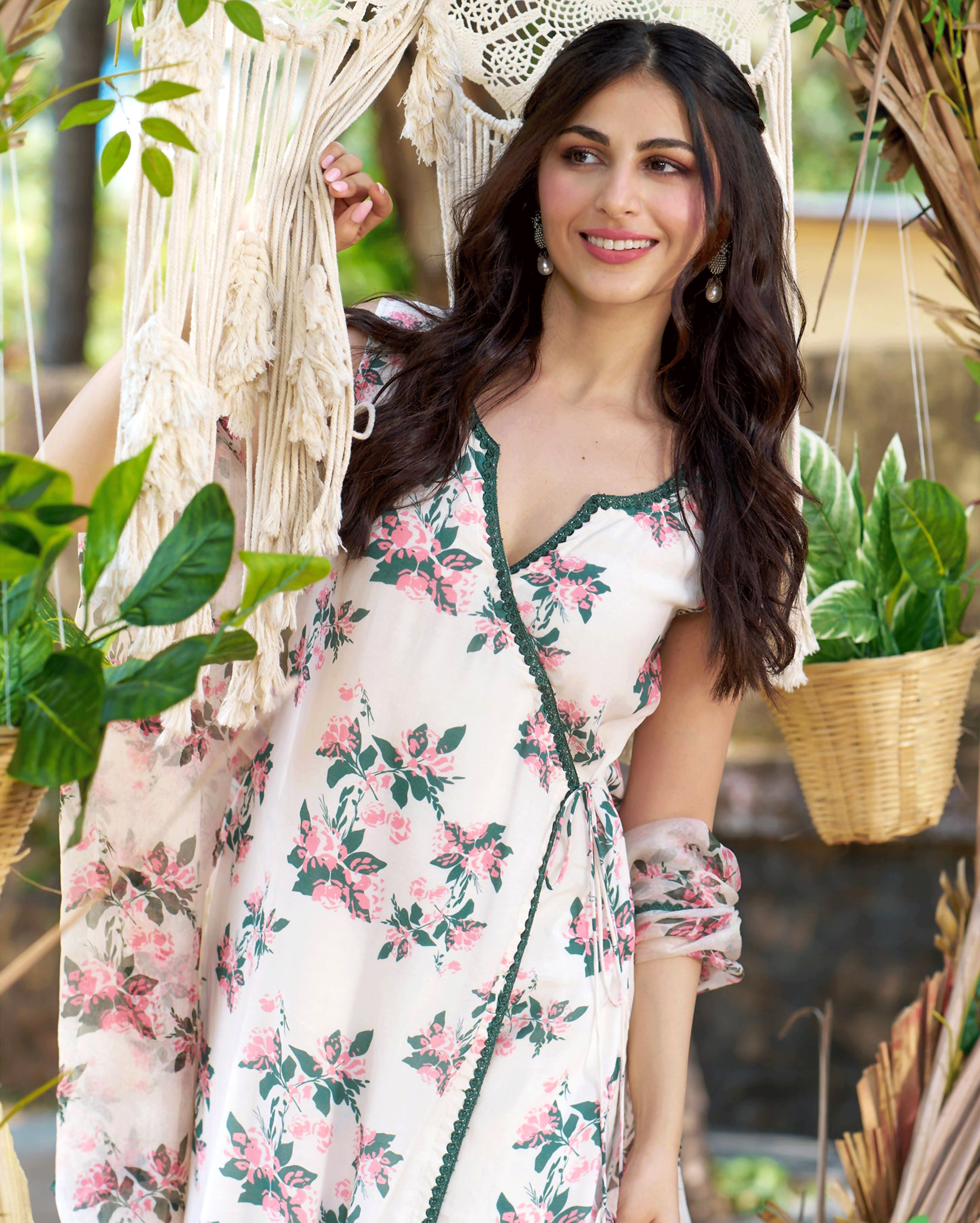 Rishika Off White Printed Silk Suit Set