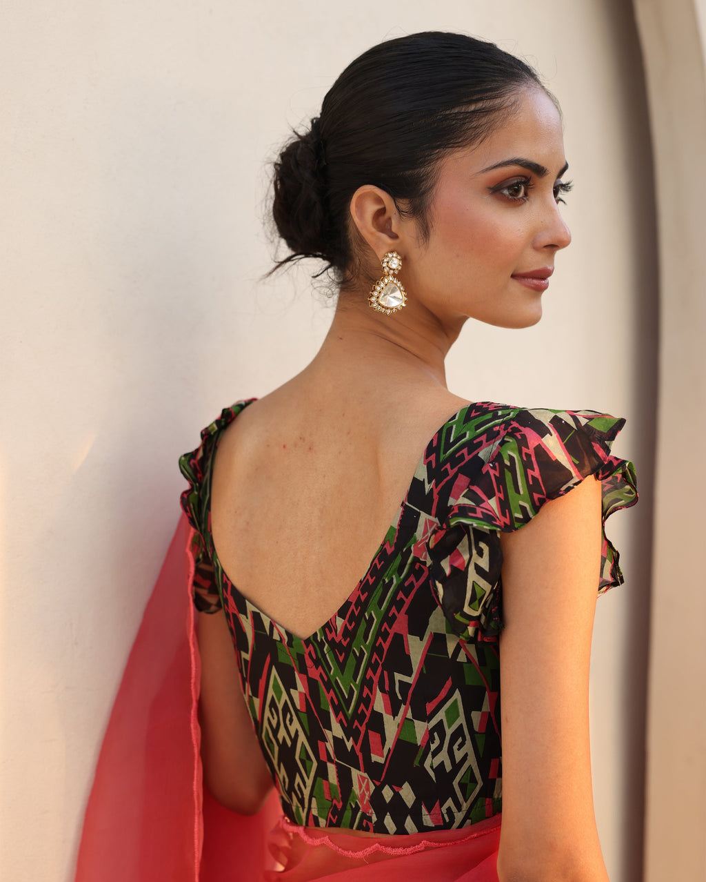 Ziya Black Printed Silk Blouse