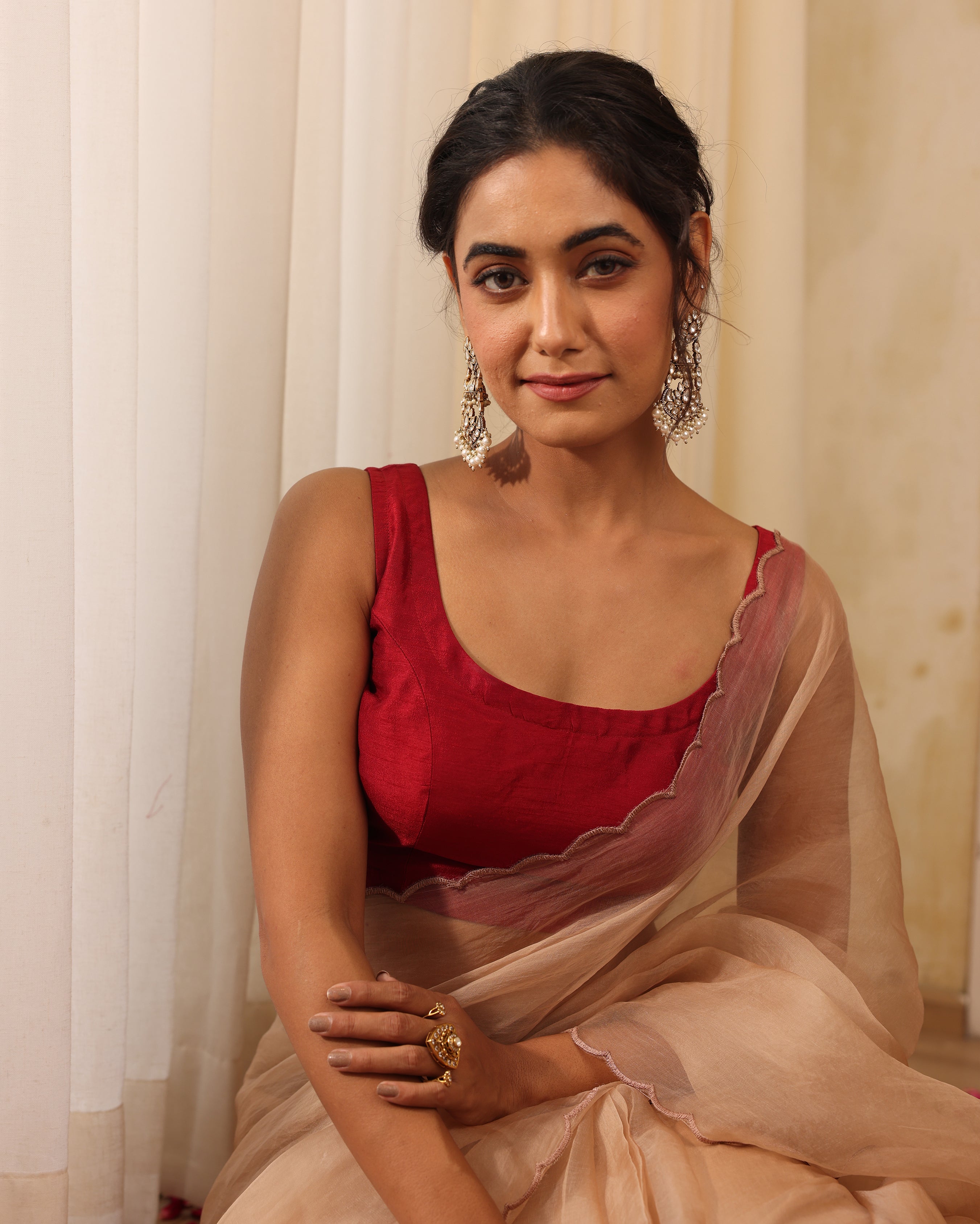 Aabha Maroon Silk Blouse