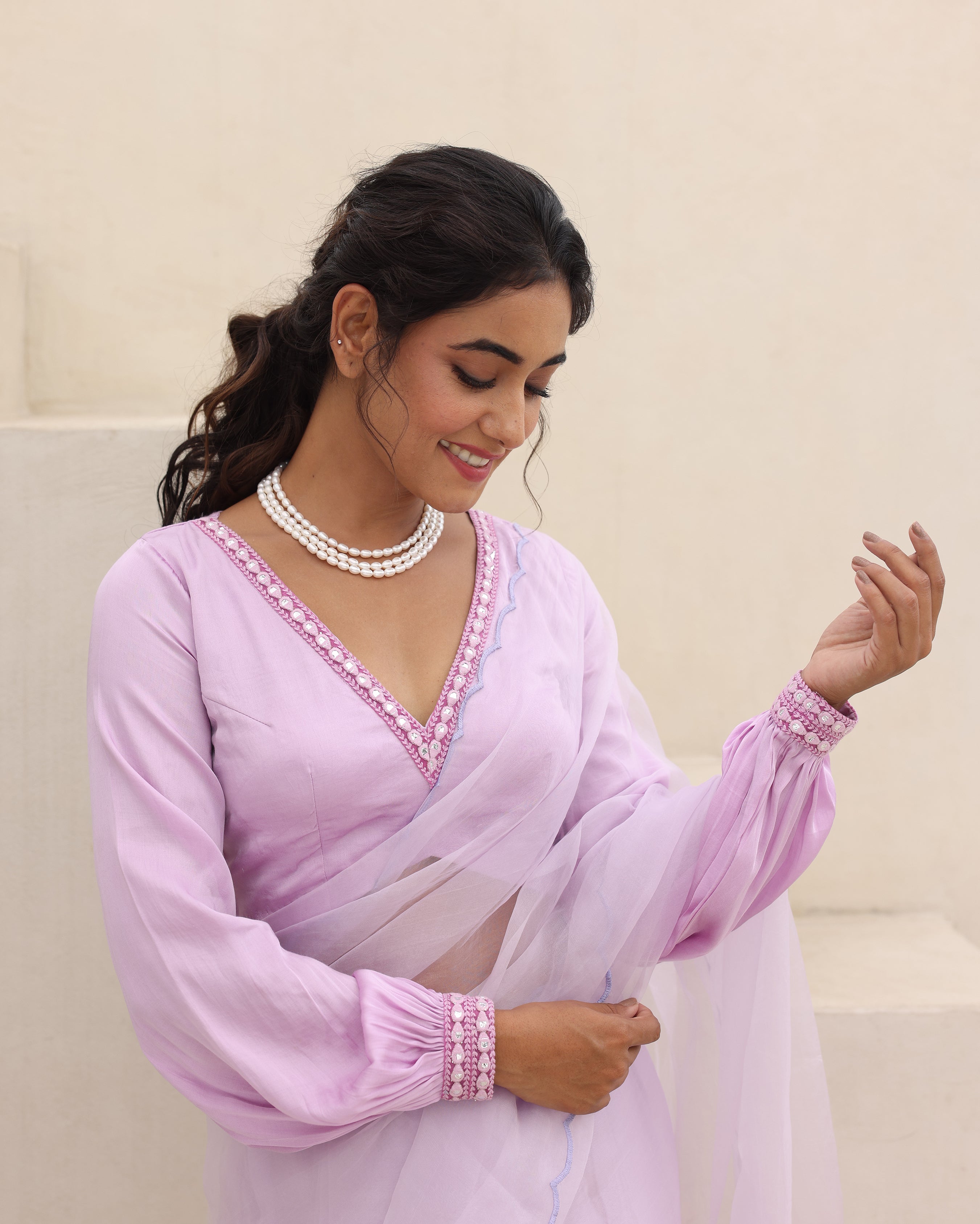 Bhavya Lavender Satin Blouse