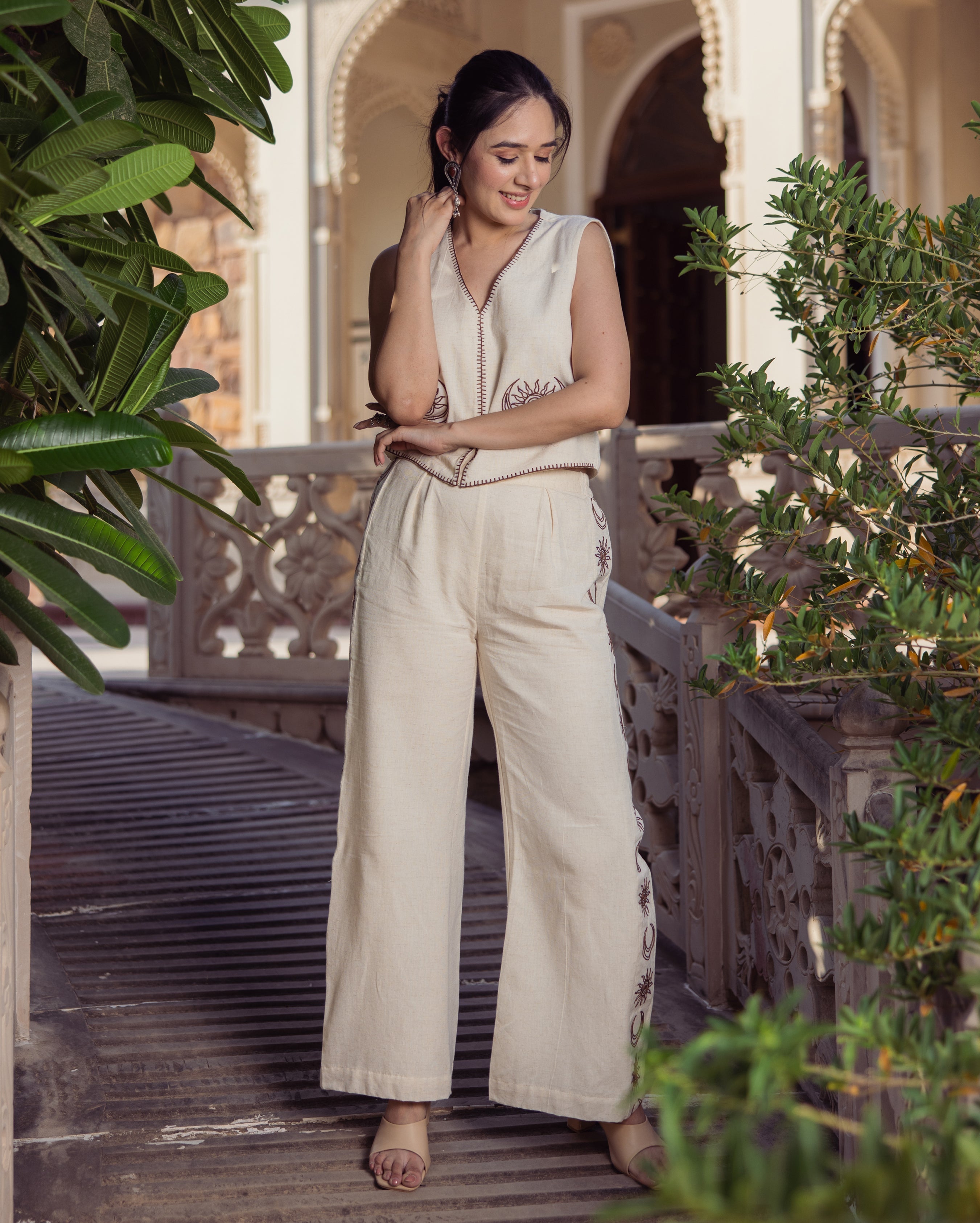Gem Cream Embroidered Flex Coord Set