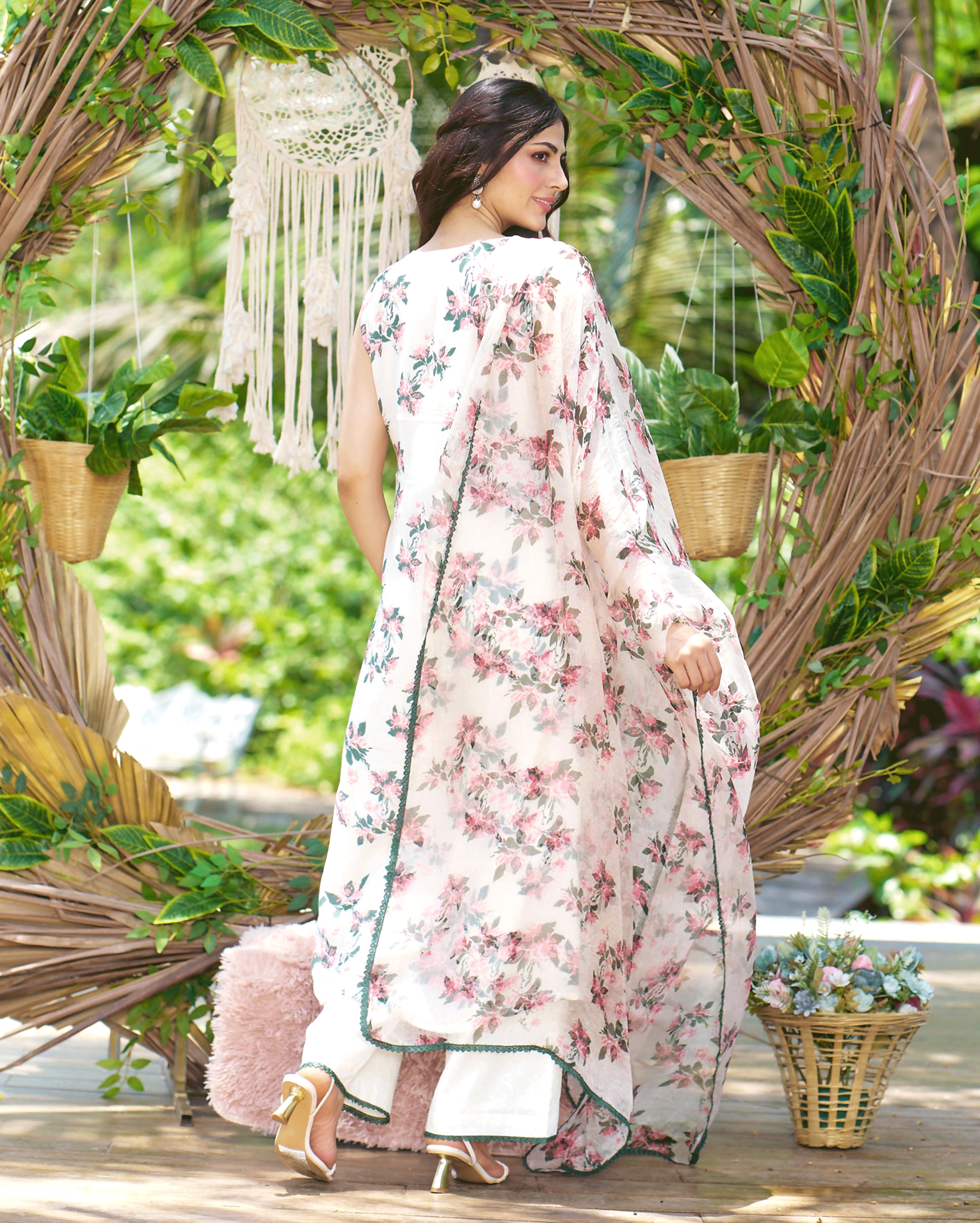 Rishika Off White Printed Silk Suit Set