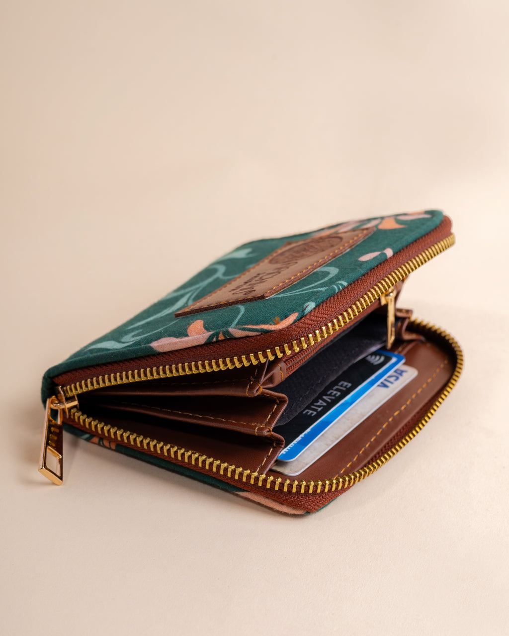 Petal Grace Green Coin Pouch