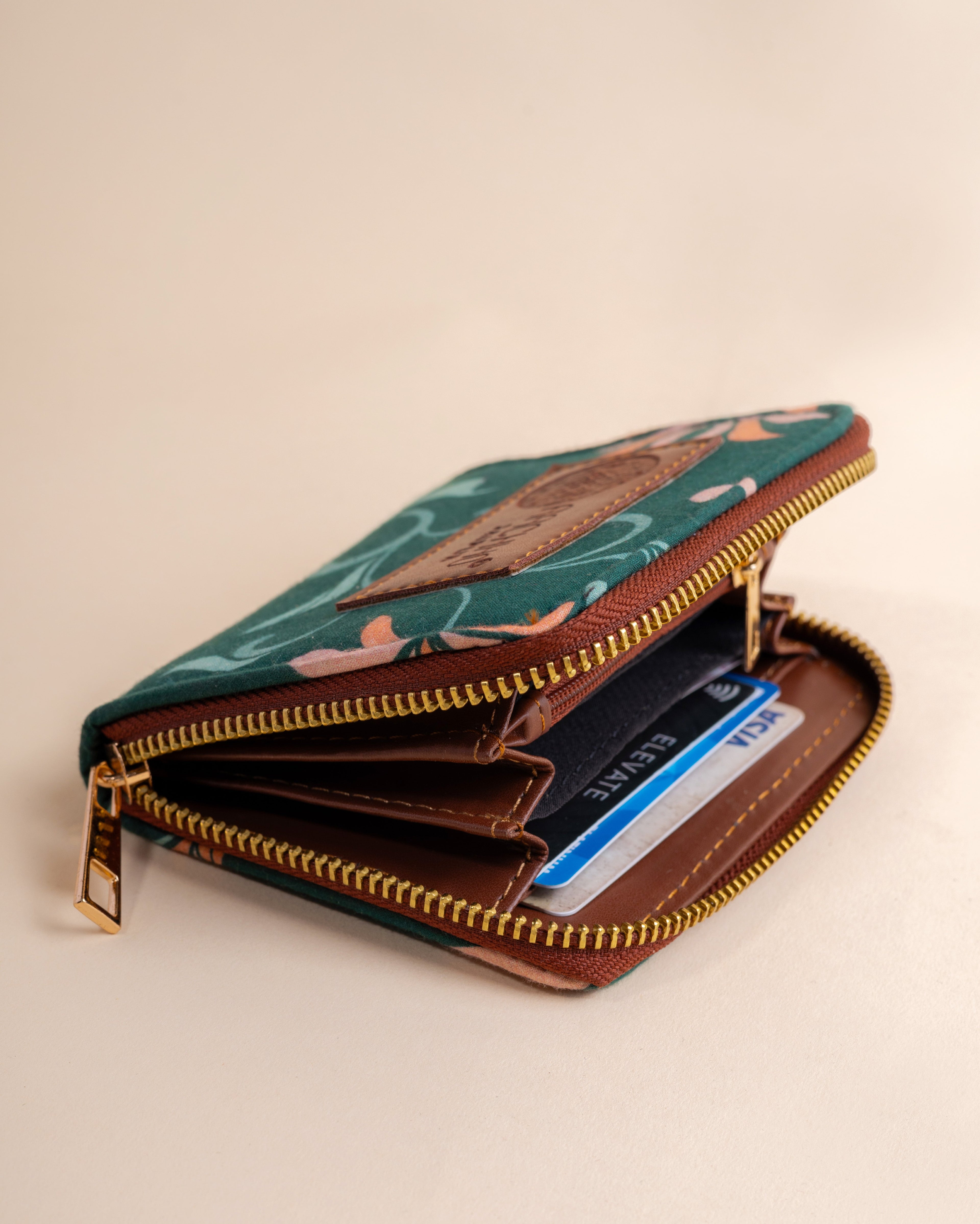 Petal Grace Green Coin Pouch