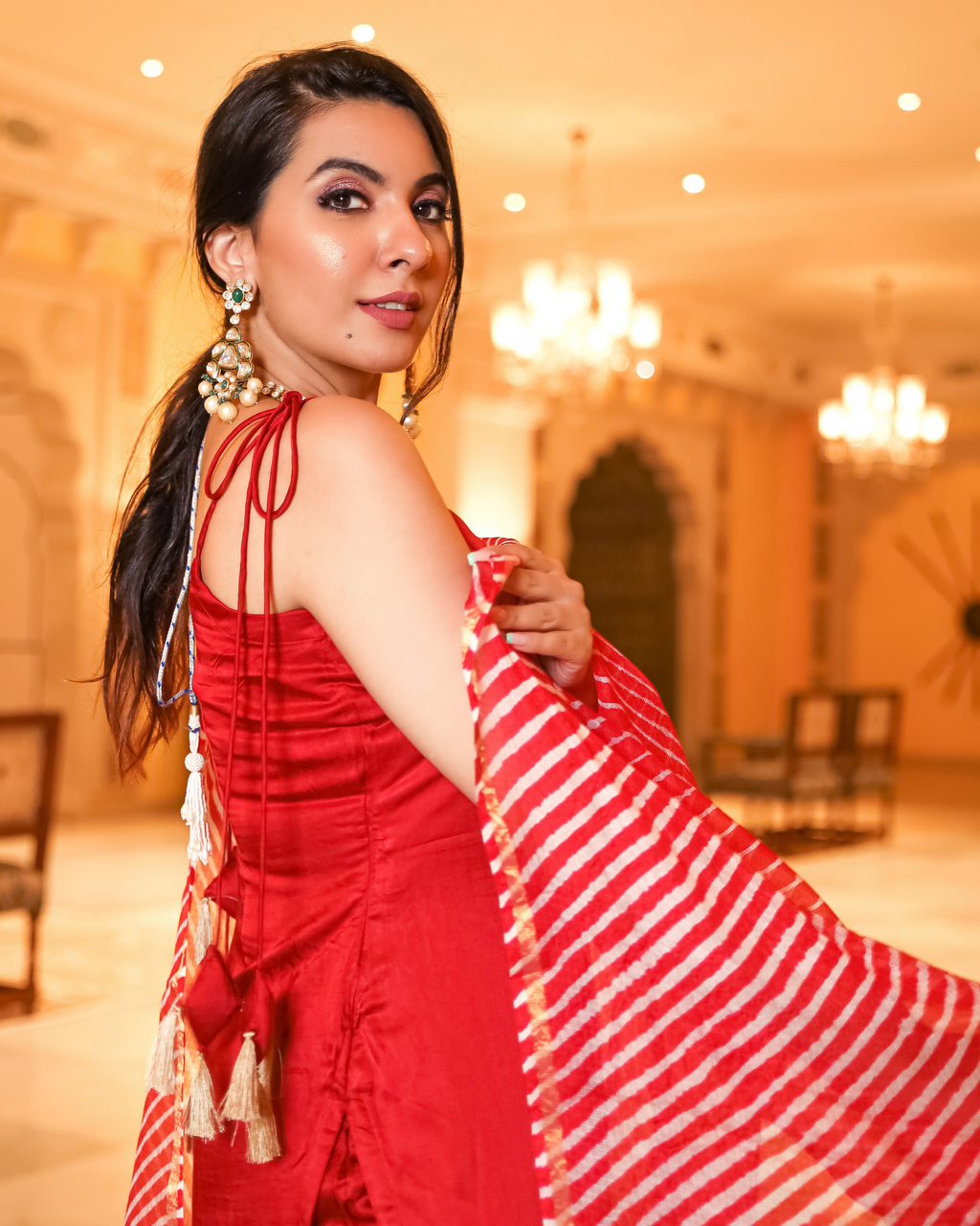 Red Grace Leheriya Suit Set