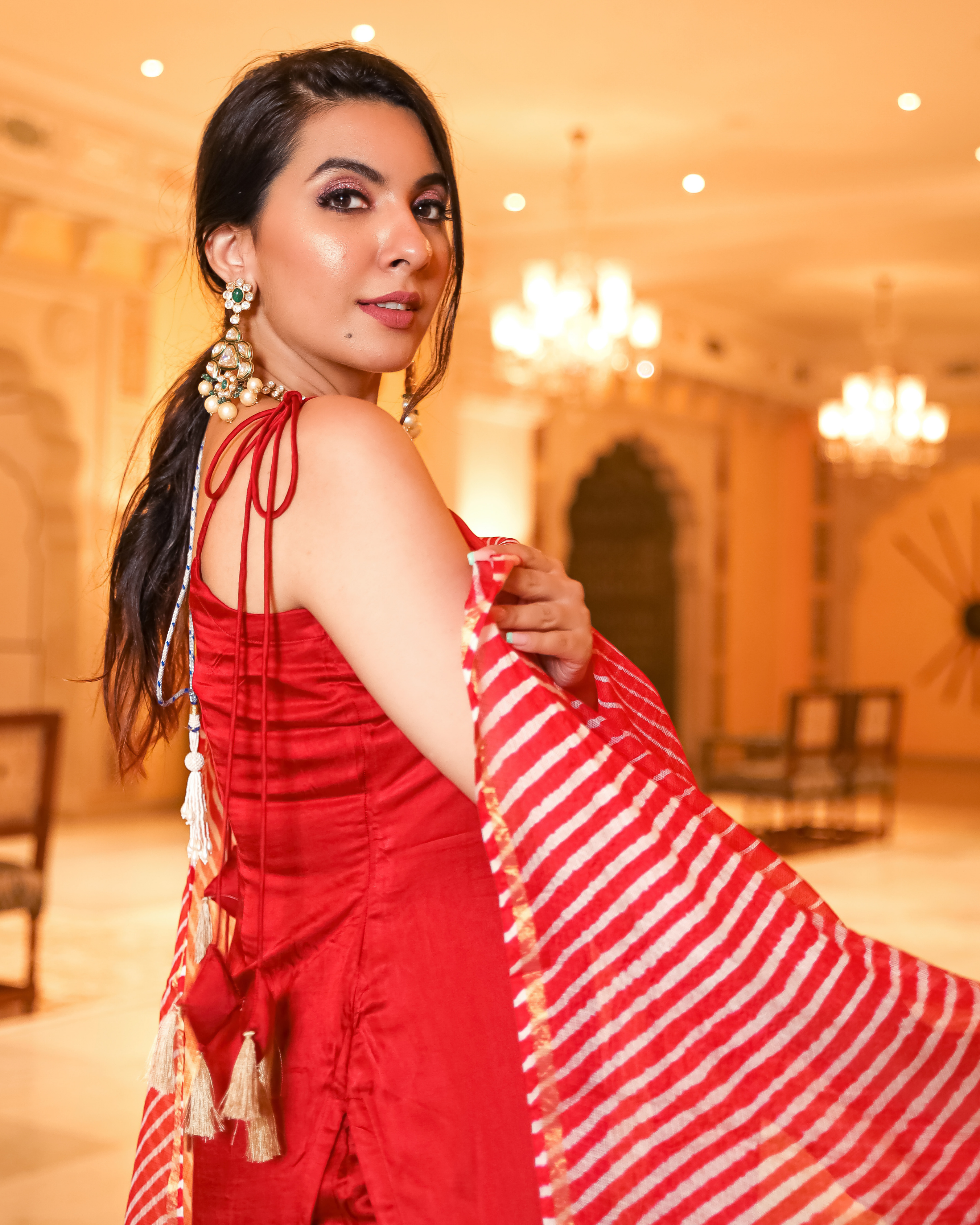 Red Grace Leheriya Suit Set