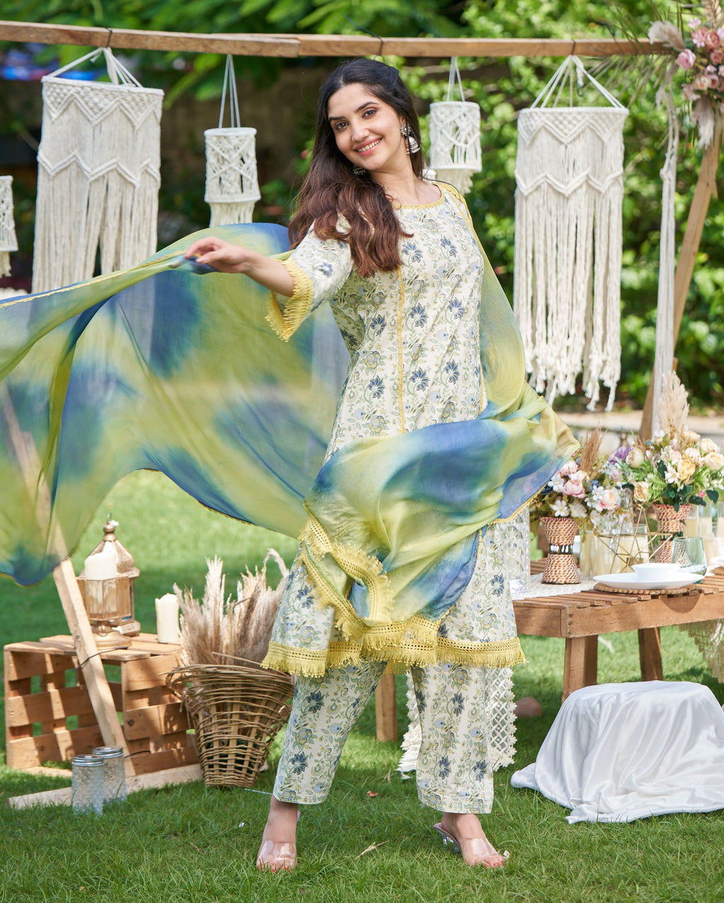 Dityaa Mint Printed Cotton Suit Set