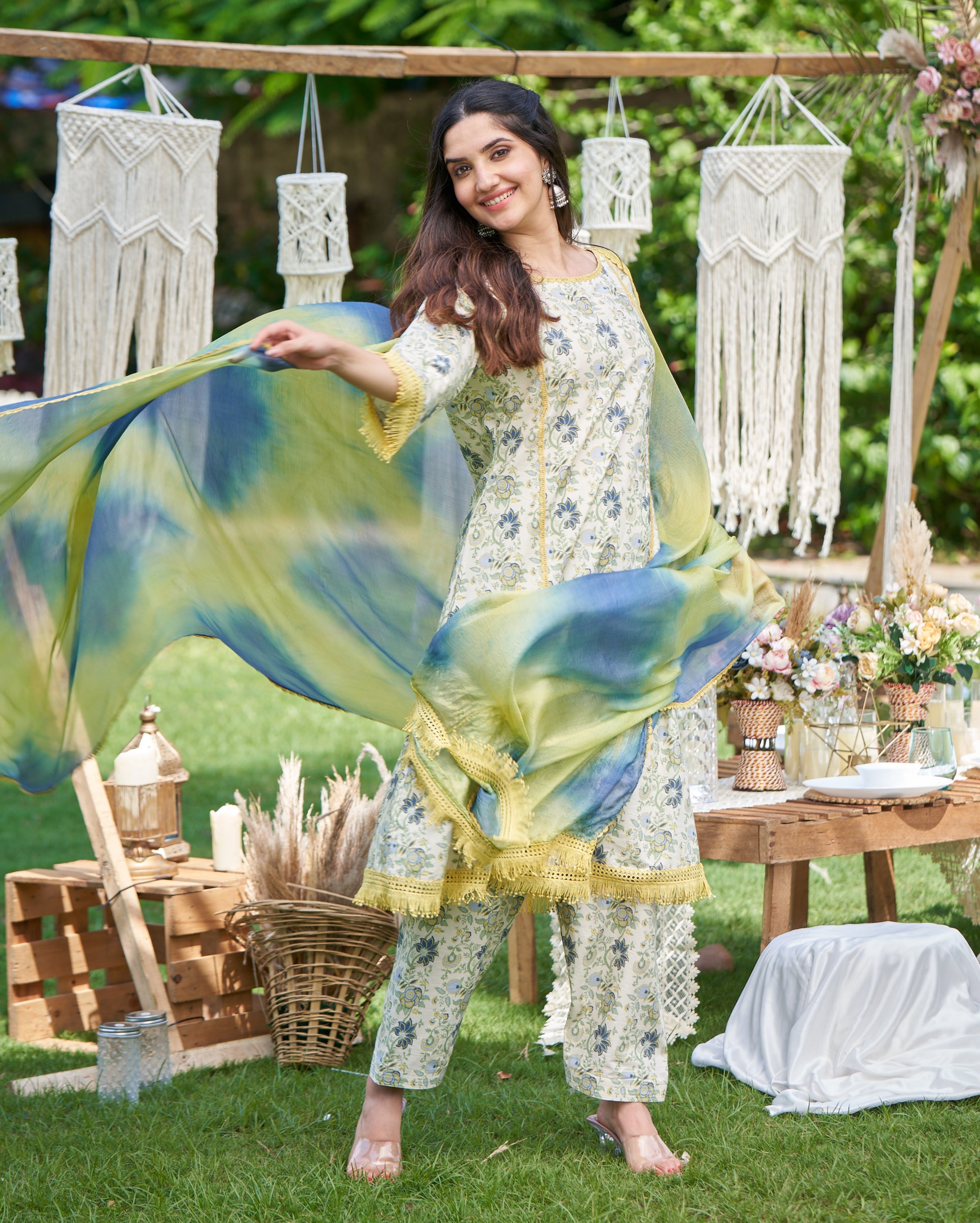Dityaa Mint Printed Cotton Suit Set
