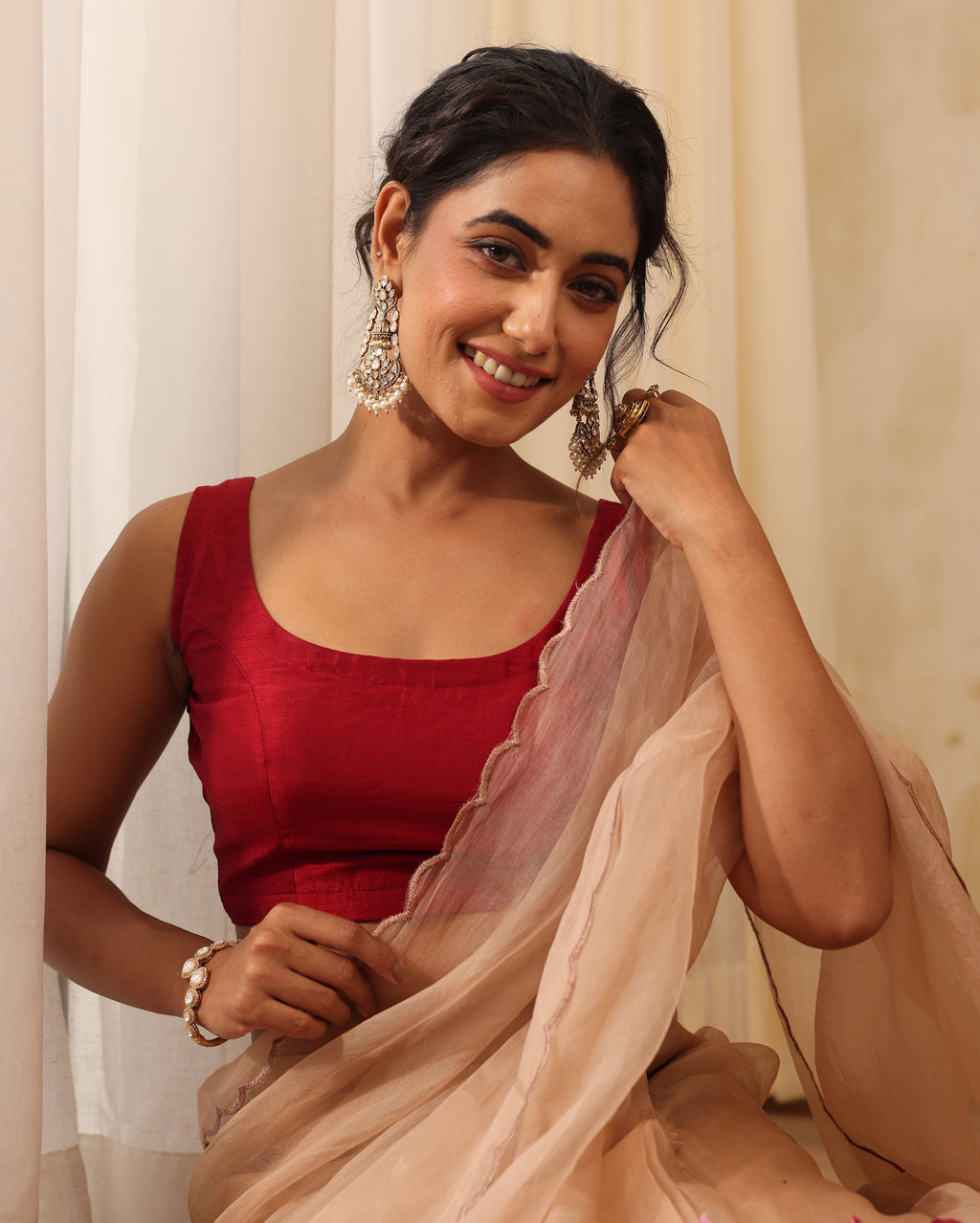 Aabha Maroon Silk Blouse