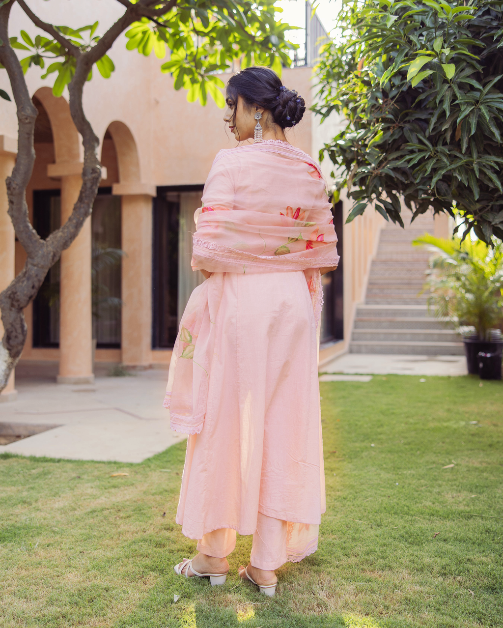 Tide Pink Handpainted Cotton Suit Set