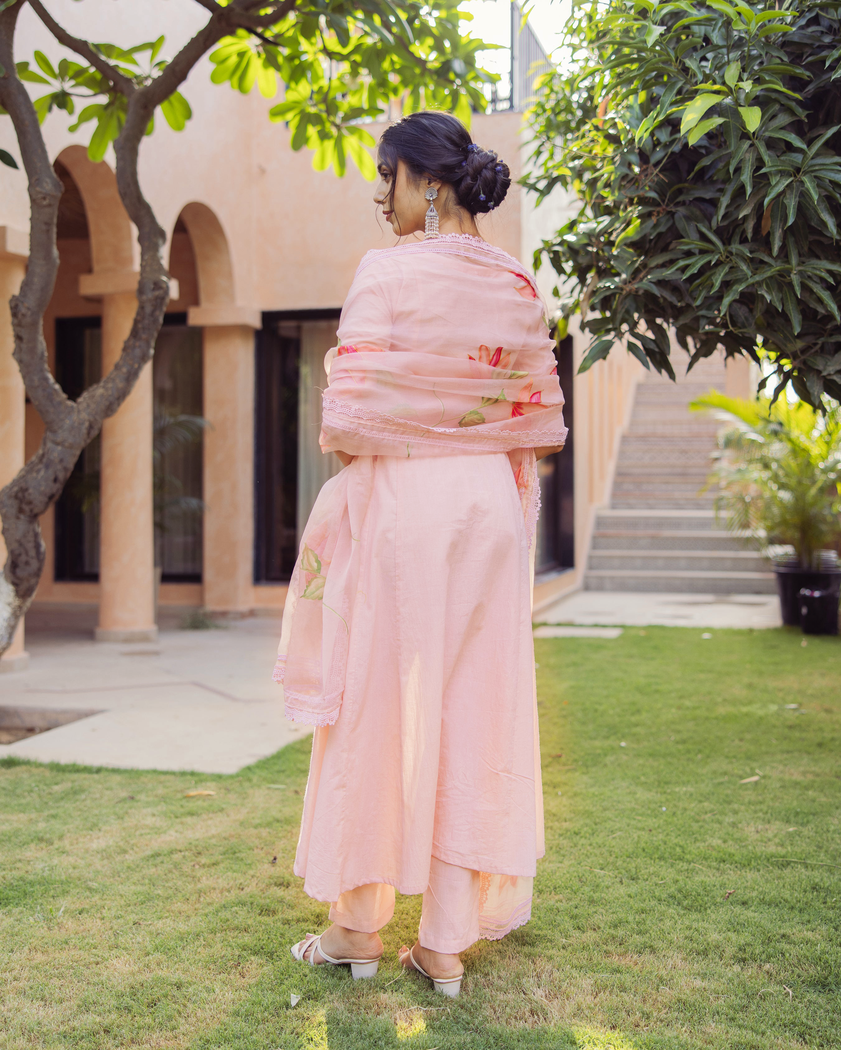 Tide Pink Handpainted Cotton Suit Set