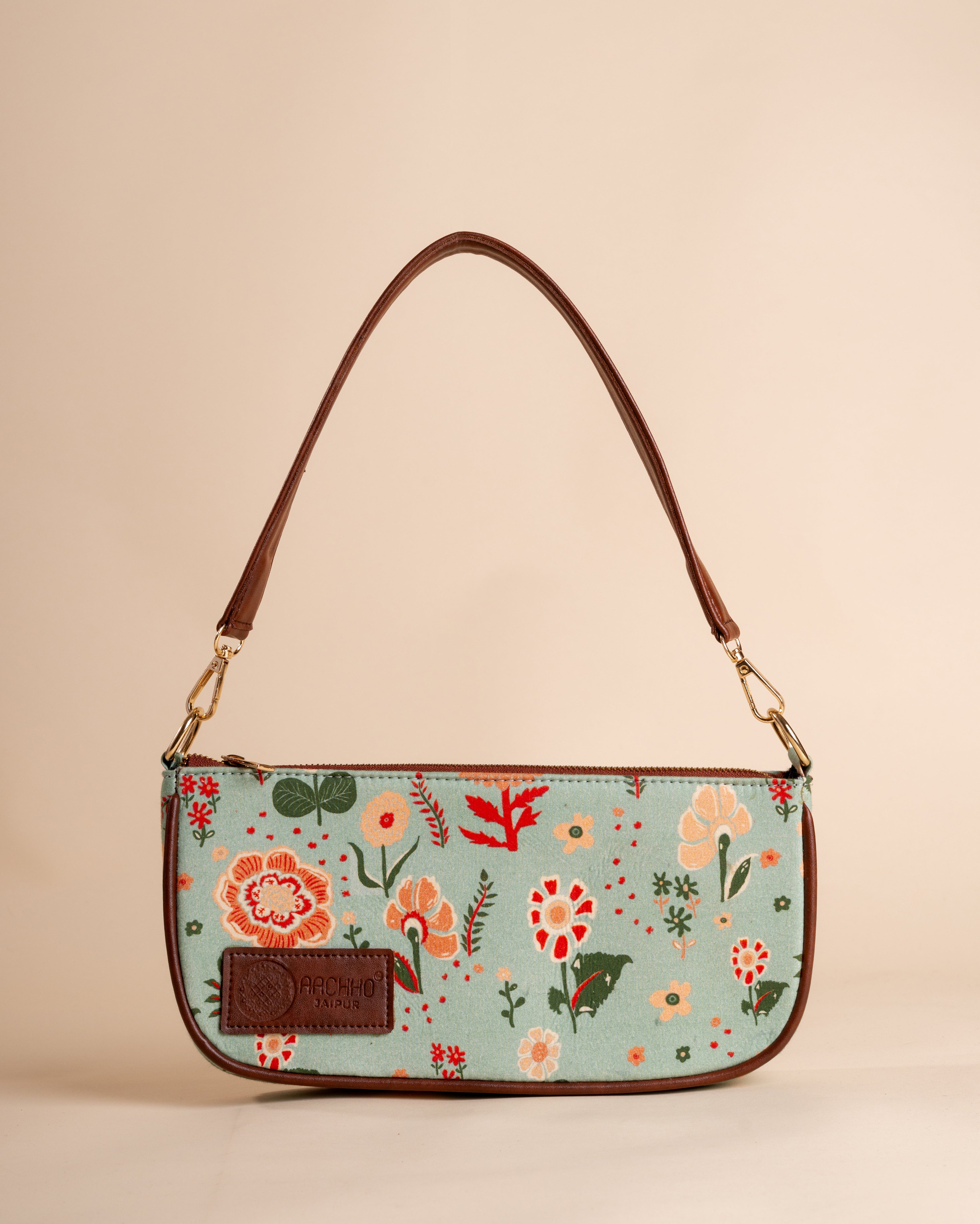 Ditsy Green Baguette Bag