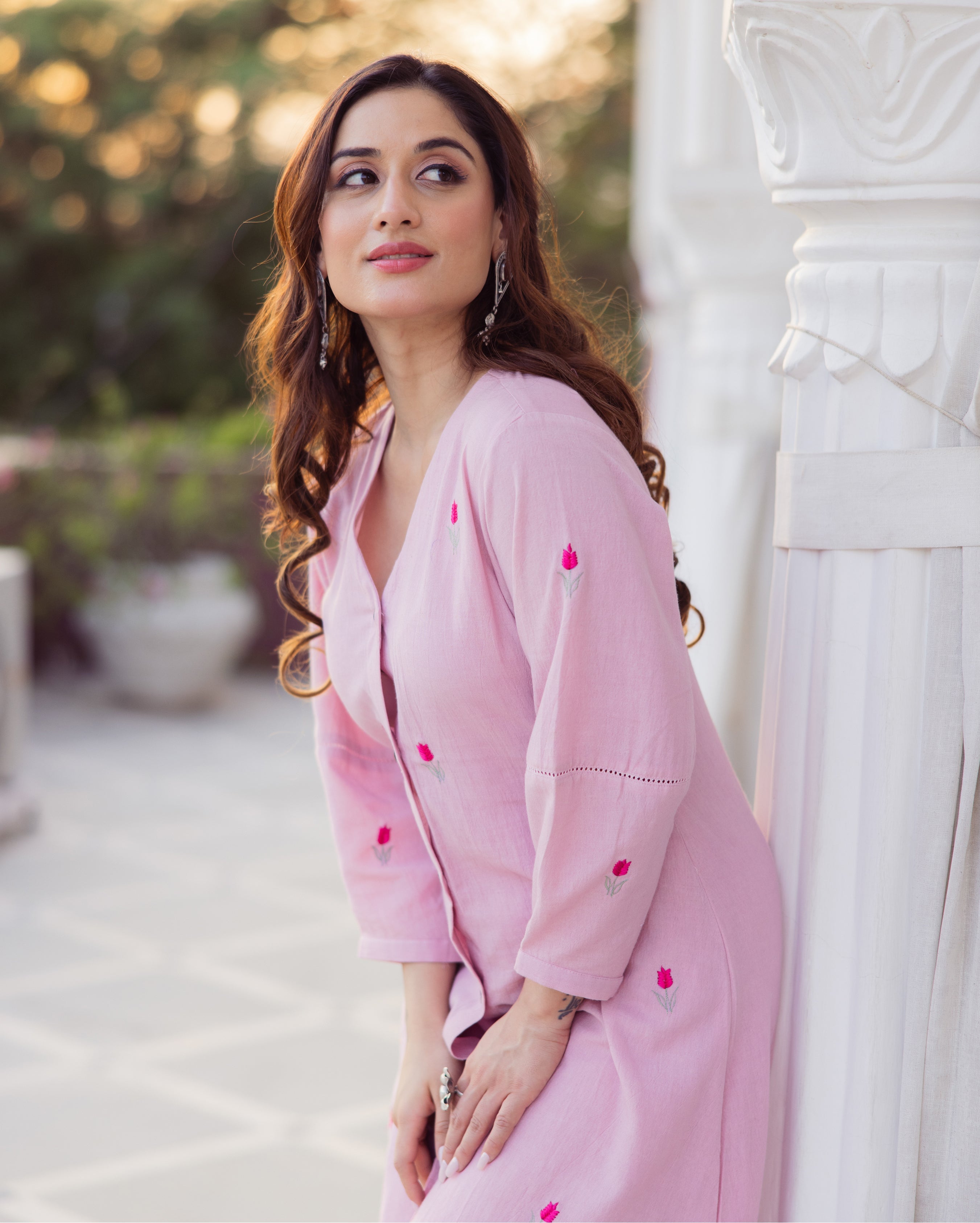 Tulip Pink Embroidered Flex Kurta Set
