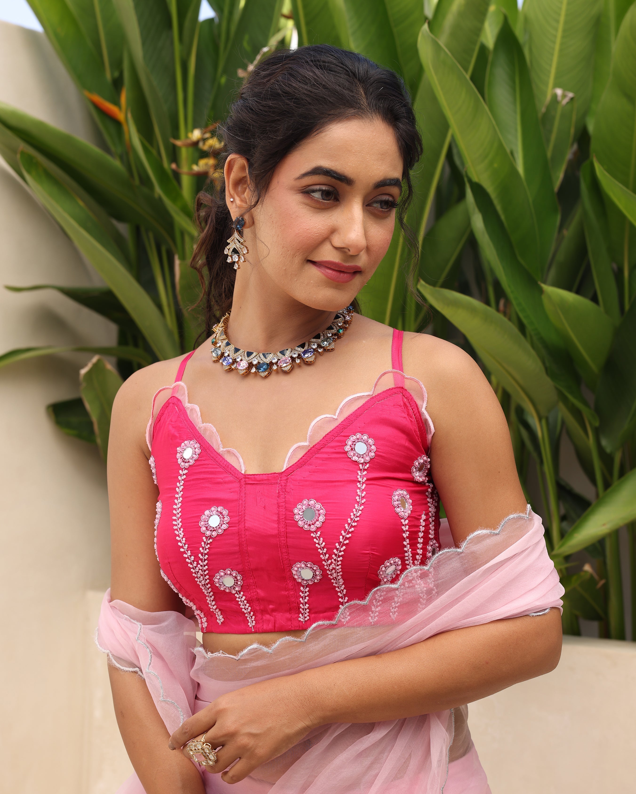 Inaayat Pink Silk Embroidered Blouse