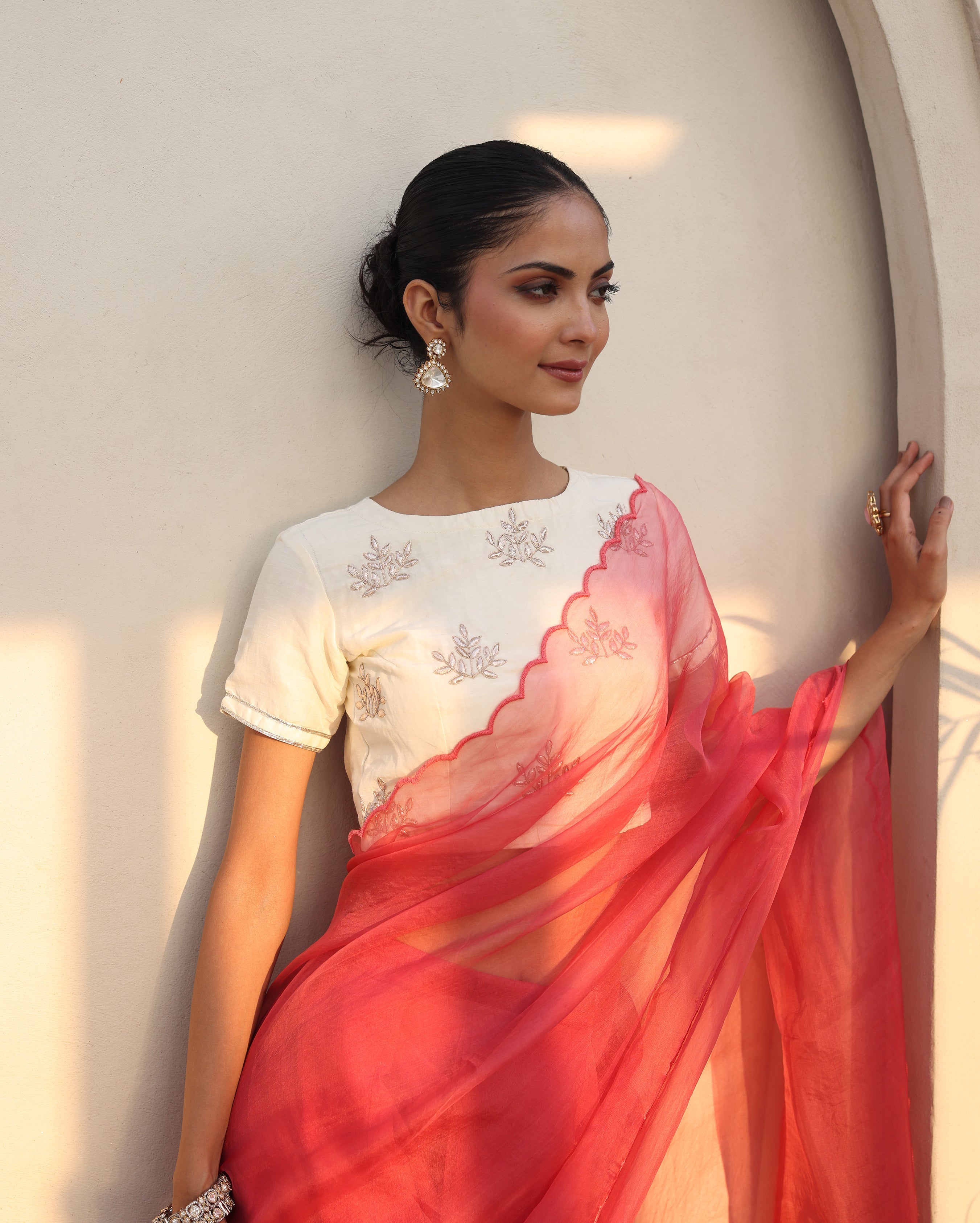 Tara White Chanderi Gotapatti Blouse