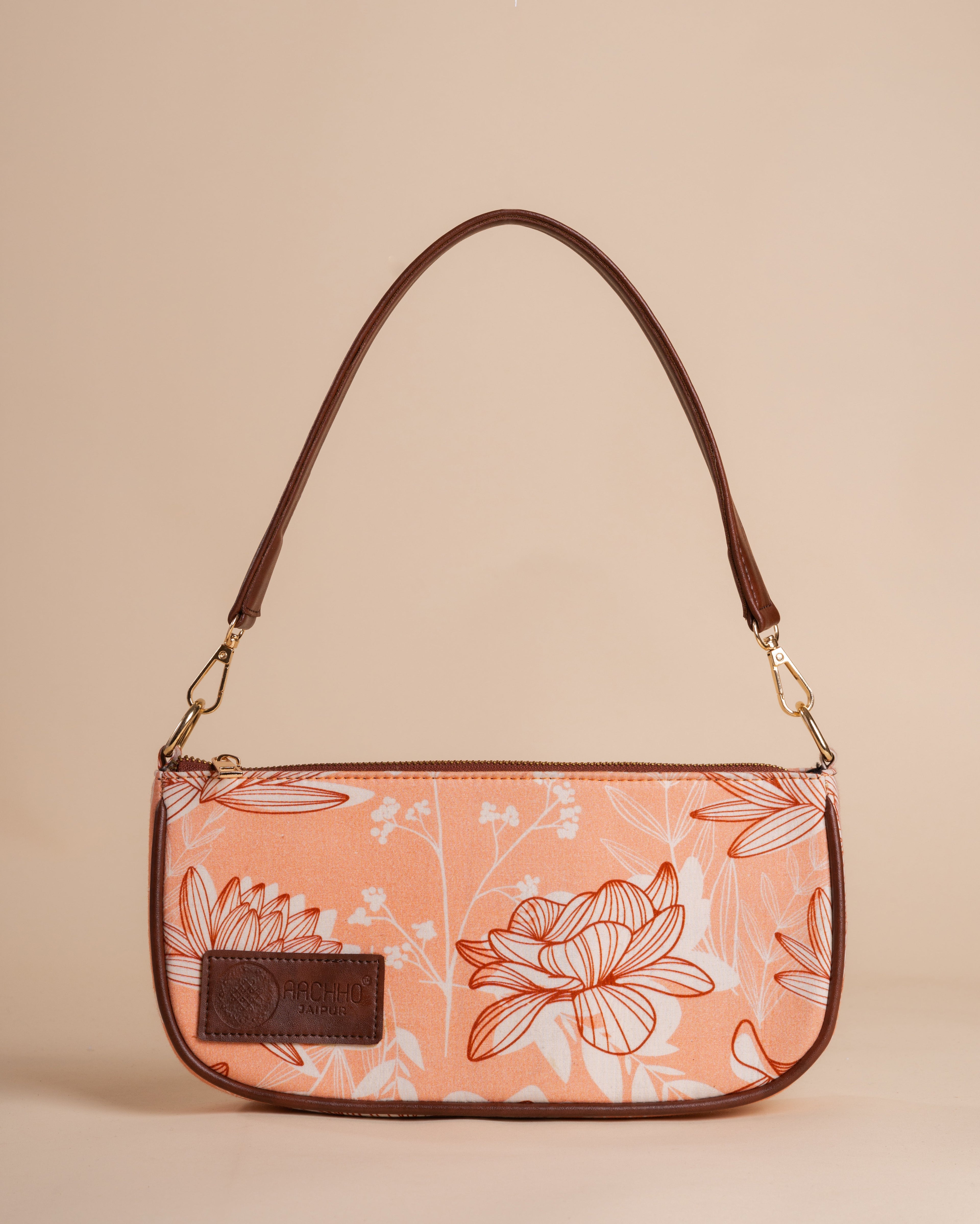 Mira Peach Baguette Bag