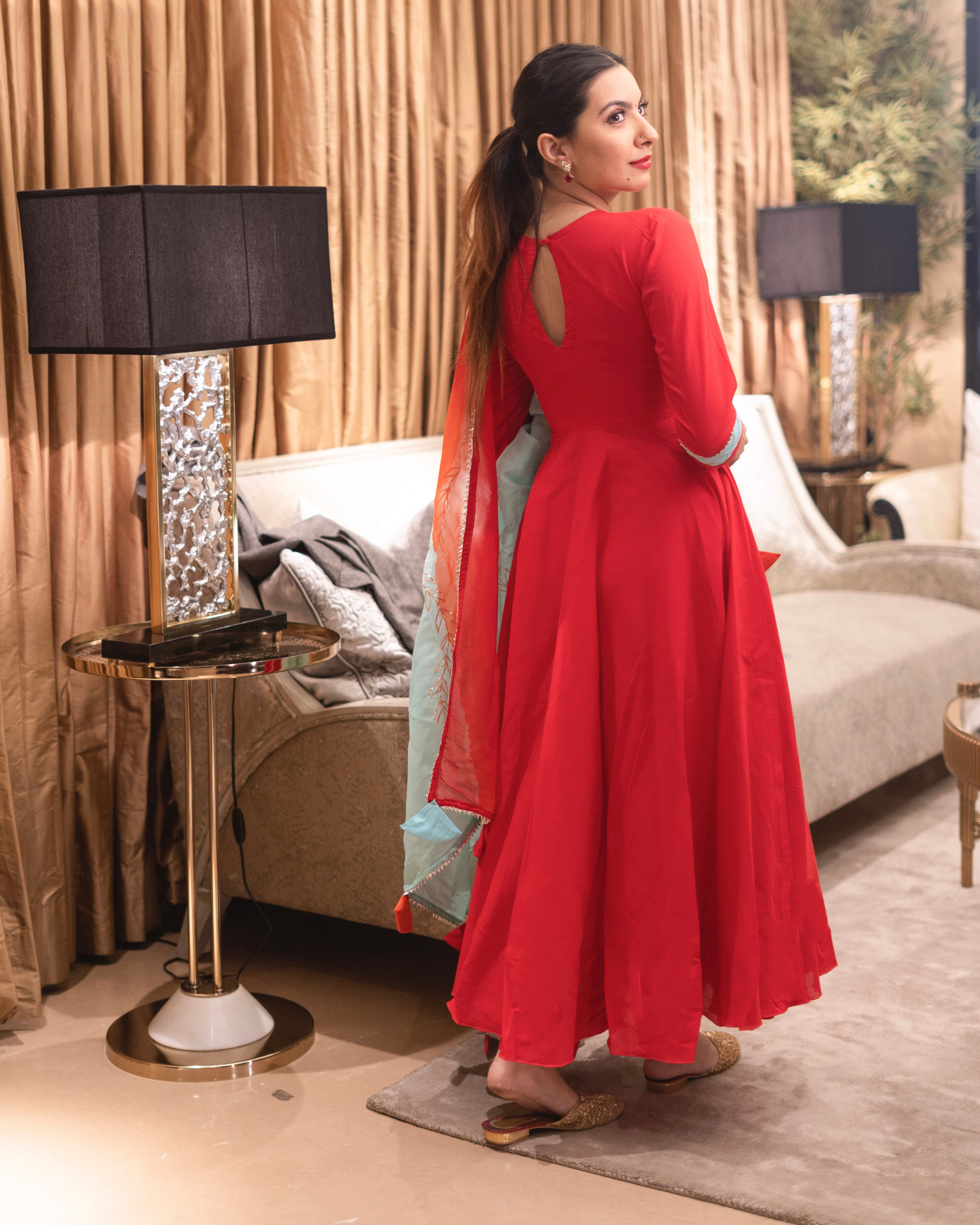 Scarlet Red Gota Suit Set