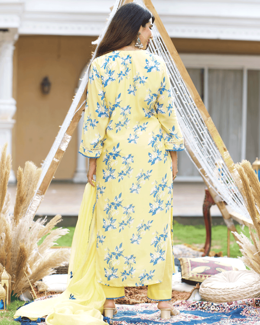 Shrinika Yellow Printed Silk Suit Set