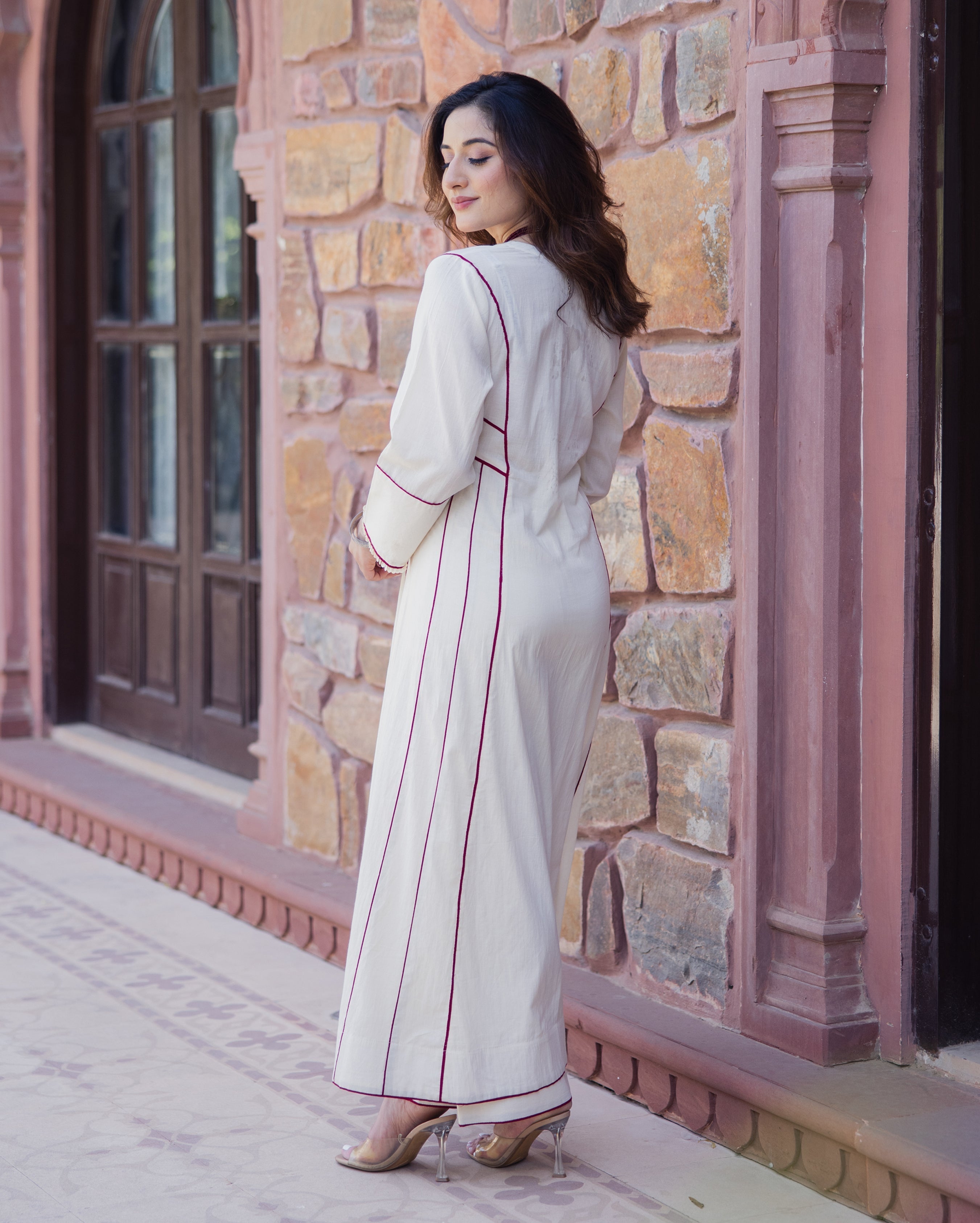 Rebel Off White Embroidered Cotton Kurta Set