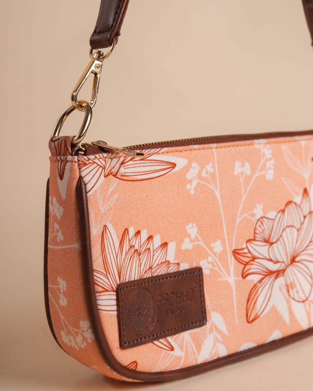 Mira Peach Baguette Bag