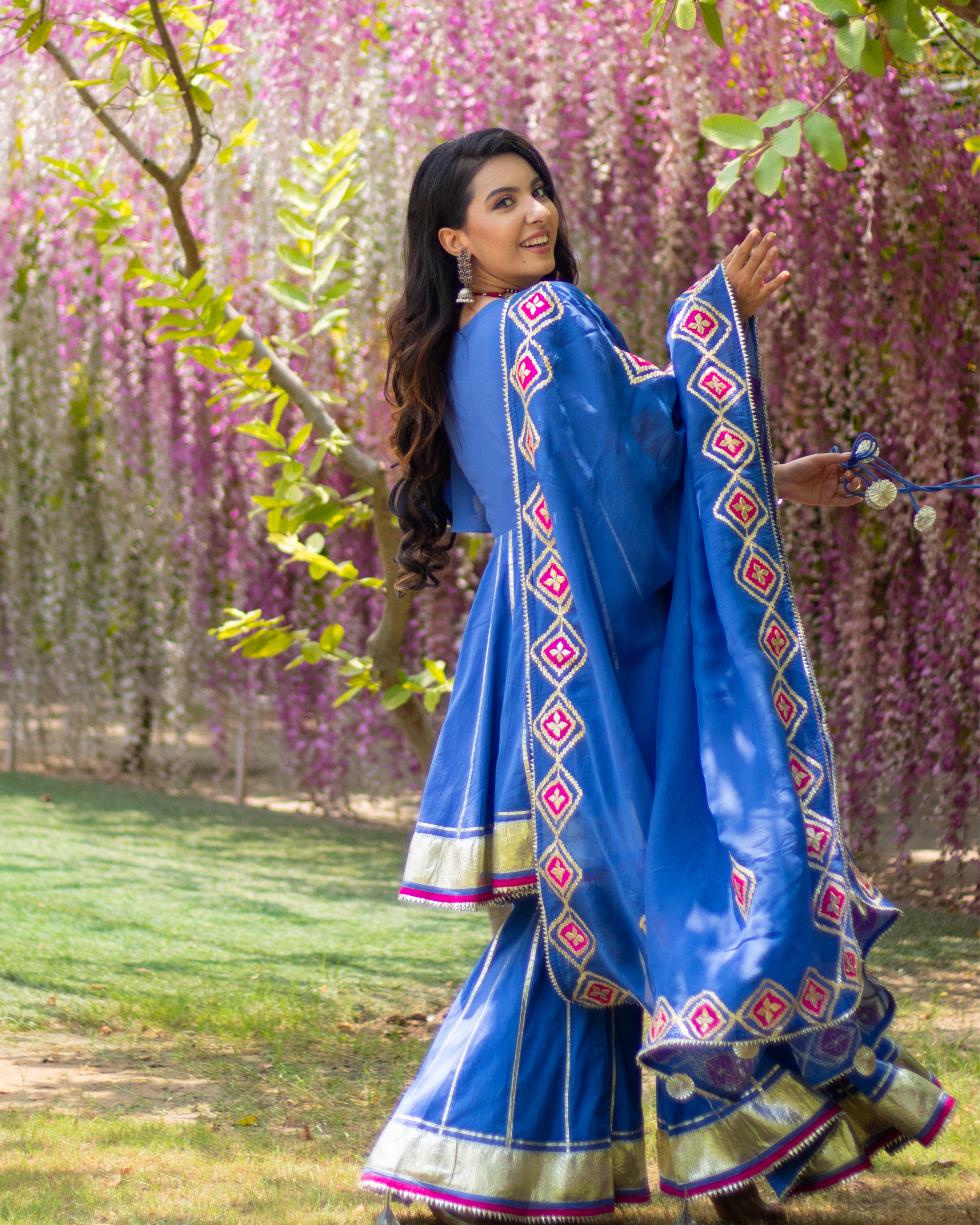 Blue Melody Gota Sharara Set With Gota Potli