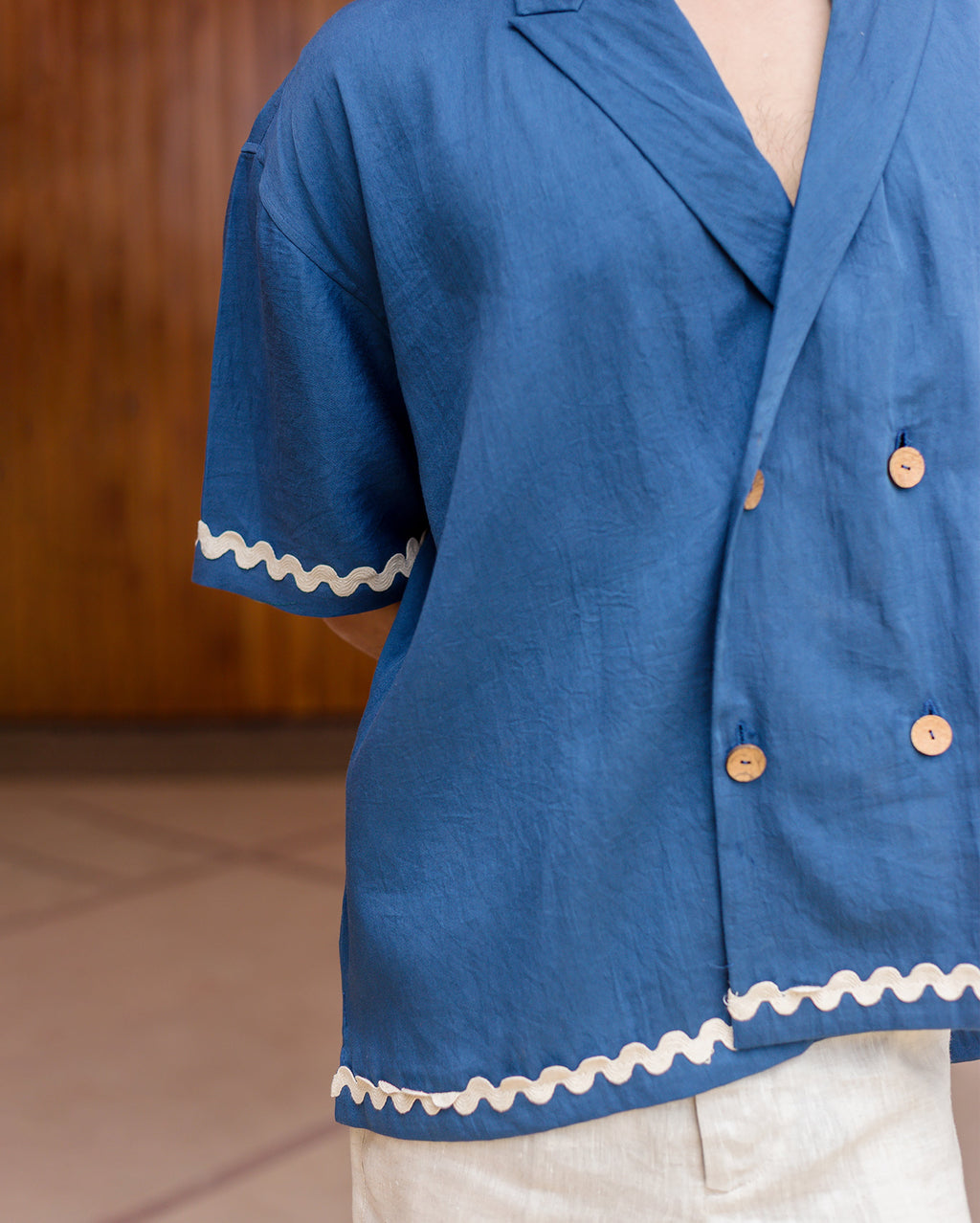 Ash Indigo Embroidered Cotton Shirt