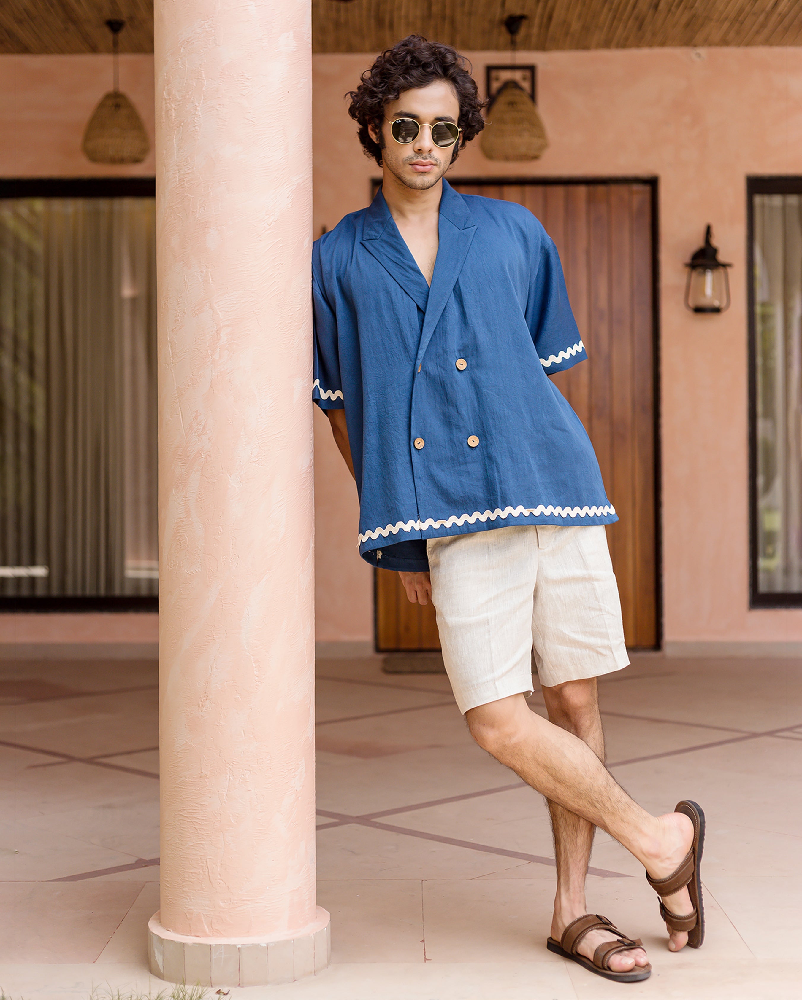 Ash Indigo Embroidered Cotton Shirt