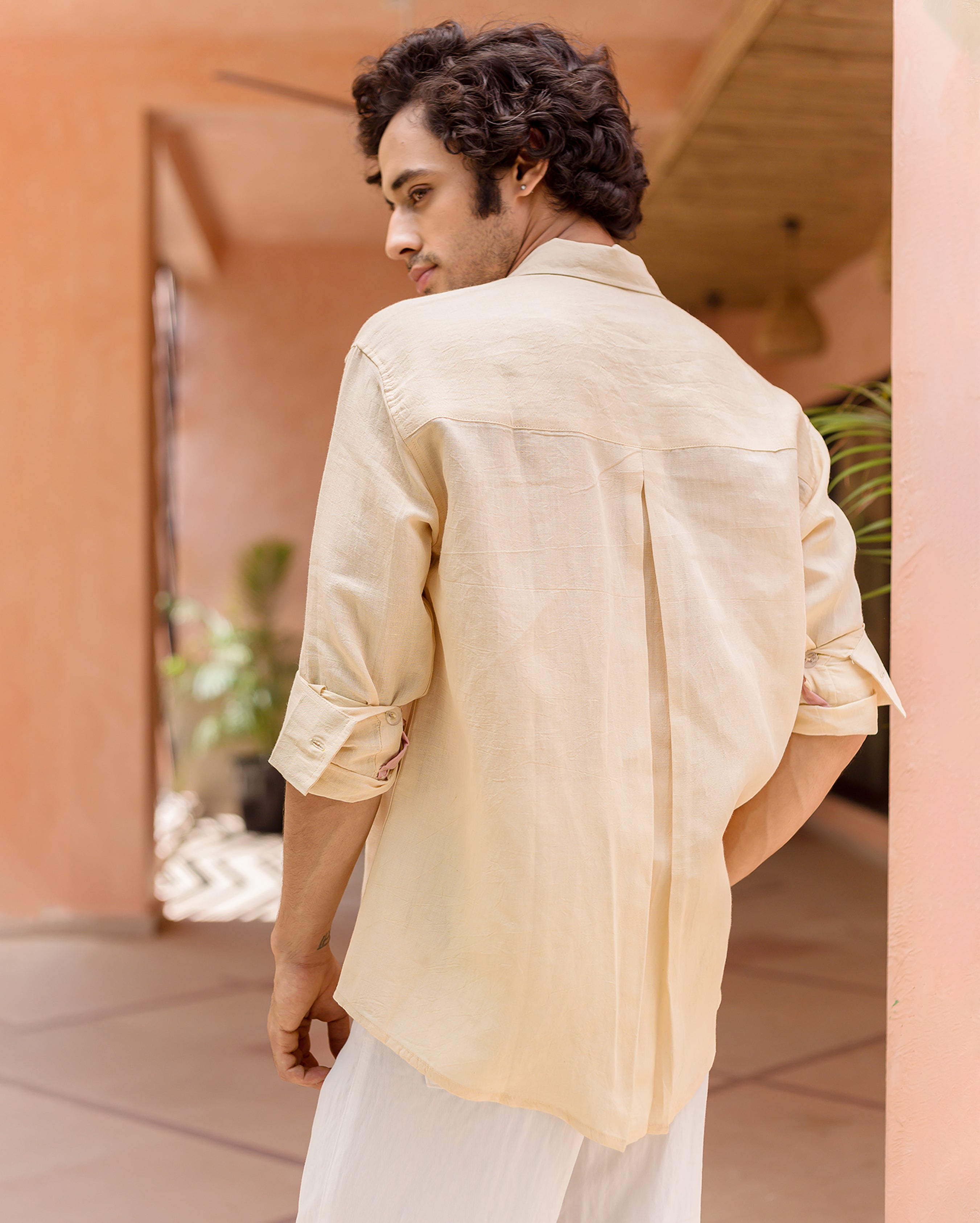 Harper Off White Linen Solid Shirt