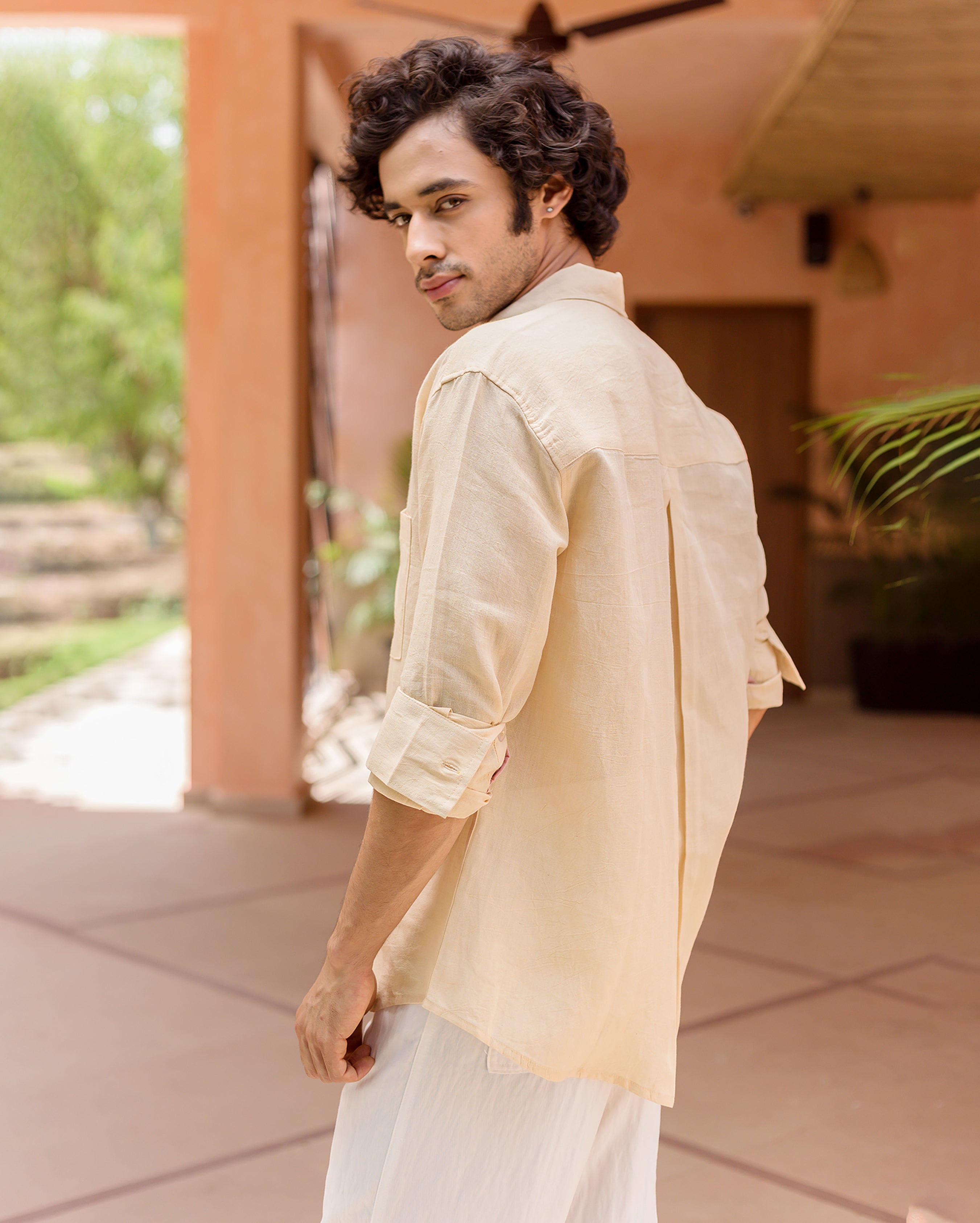 Harper Off White Linen Solid Shirt