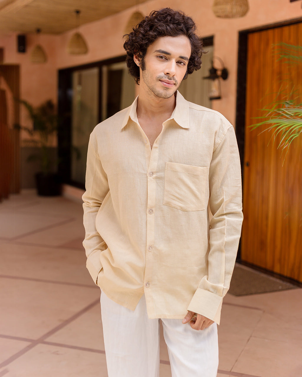 Harper Off White Linen Solid Shirt