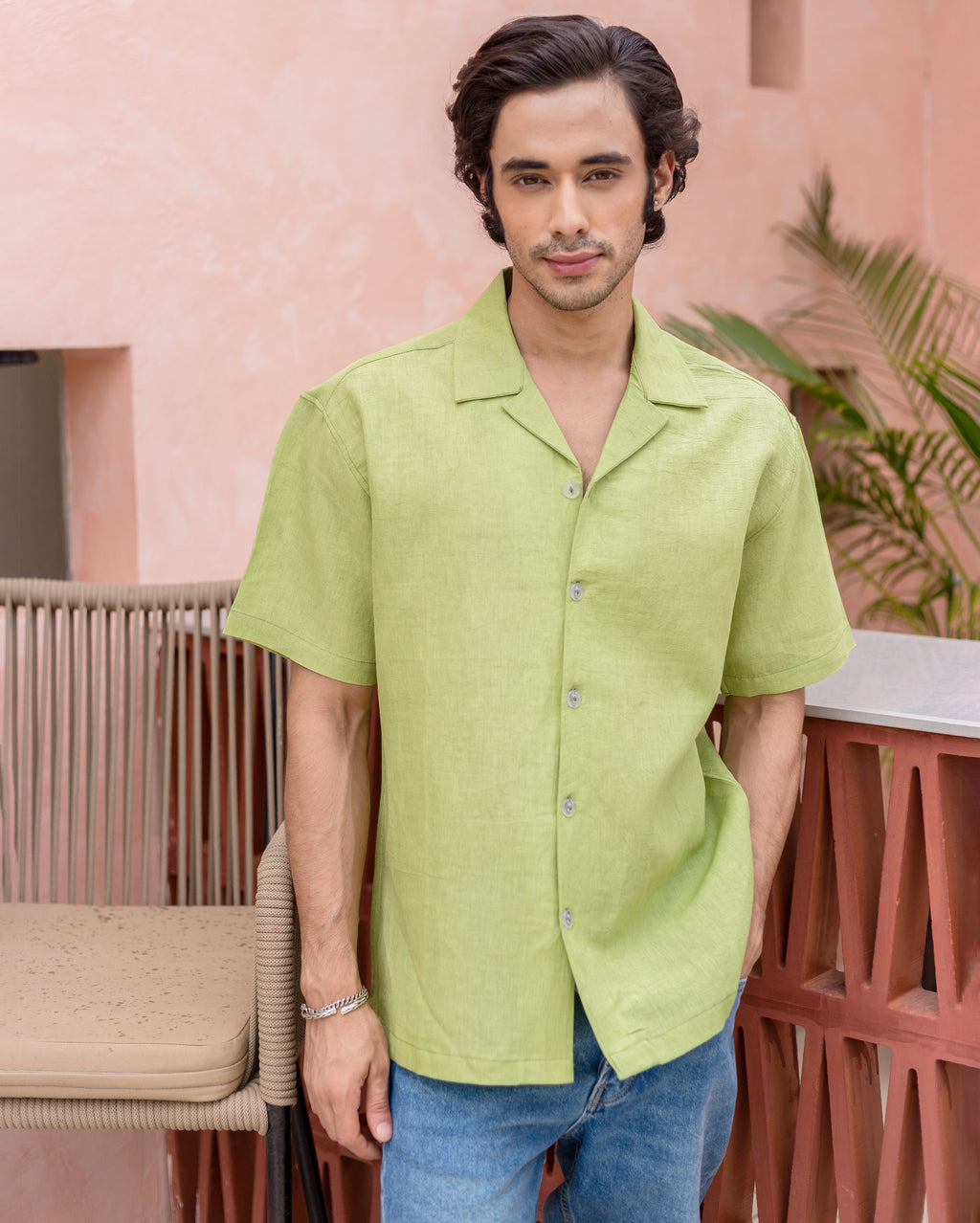 Sean Green Linen Solid Shirt