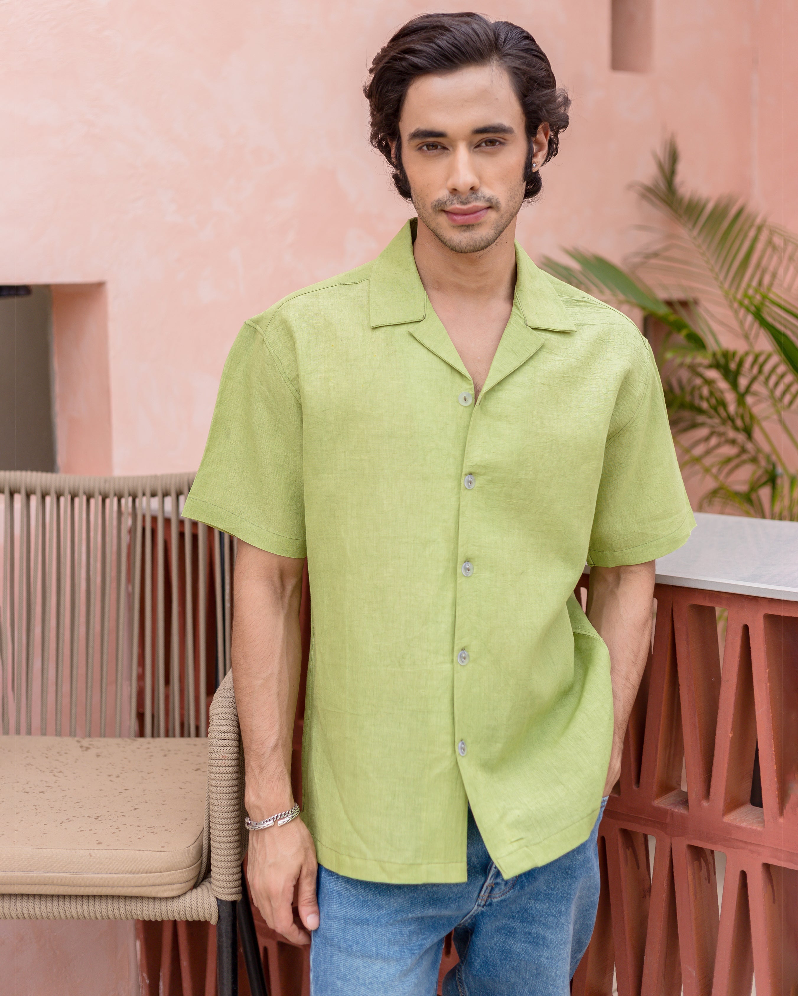 Sean Green Linen Solid Shirt