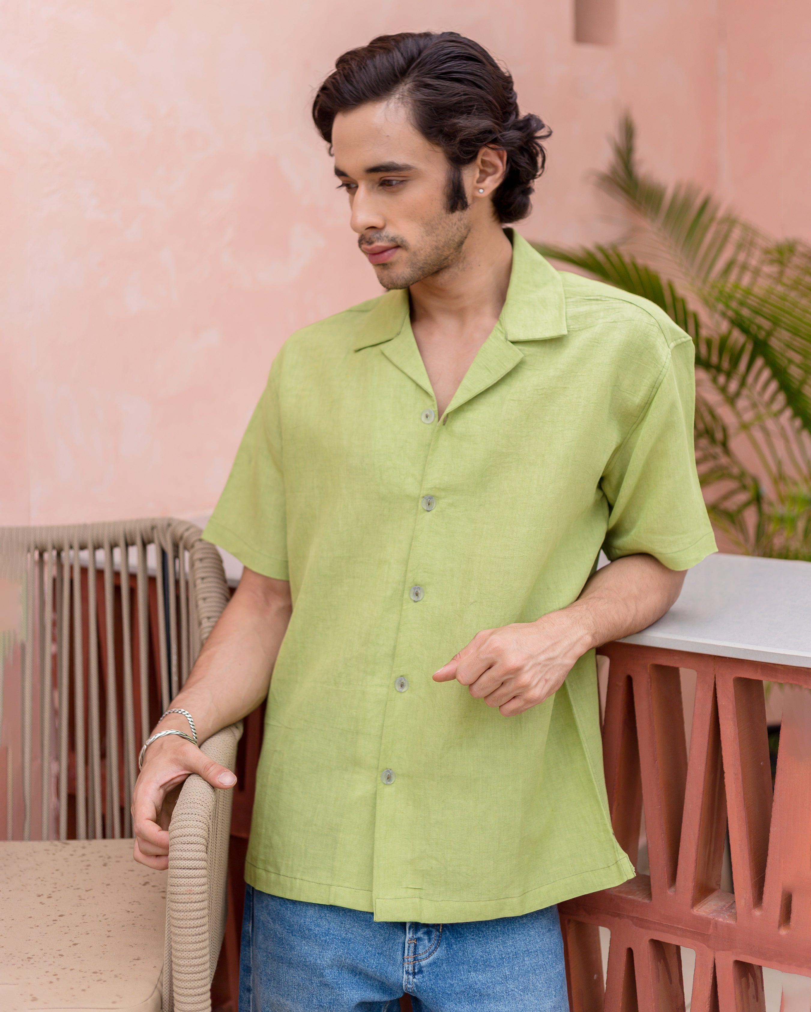 Sean Green Linen Solid Shirt